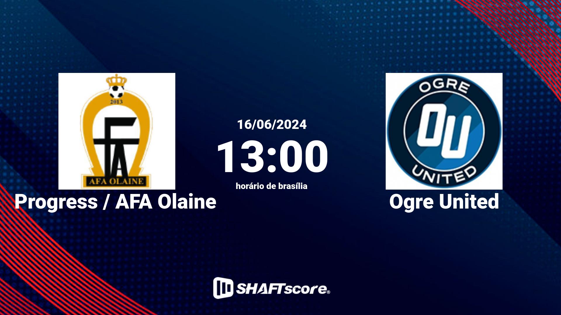 Estatísticas do jogo Progress / AFA Olaine vs Ogre United 16.06 13:00