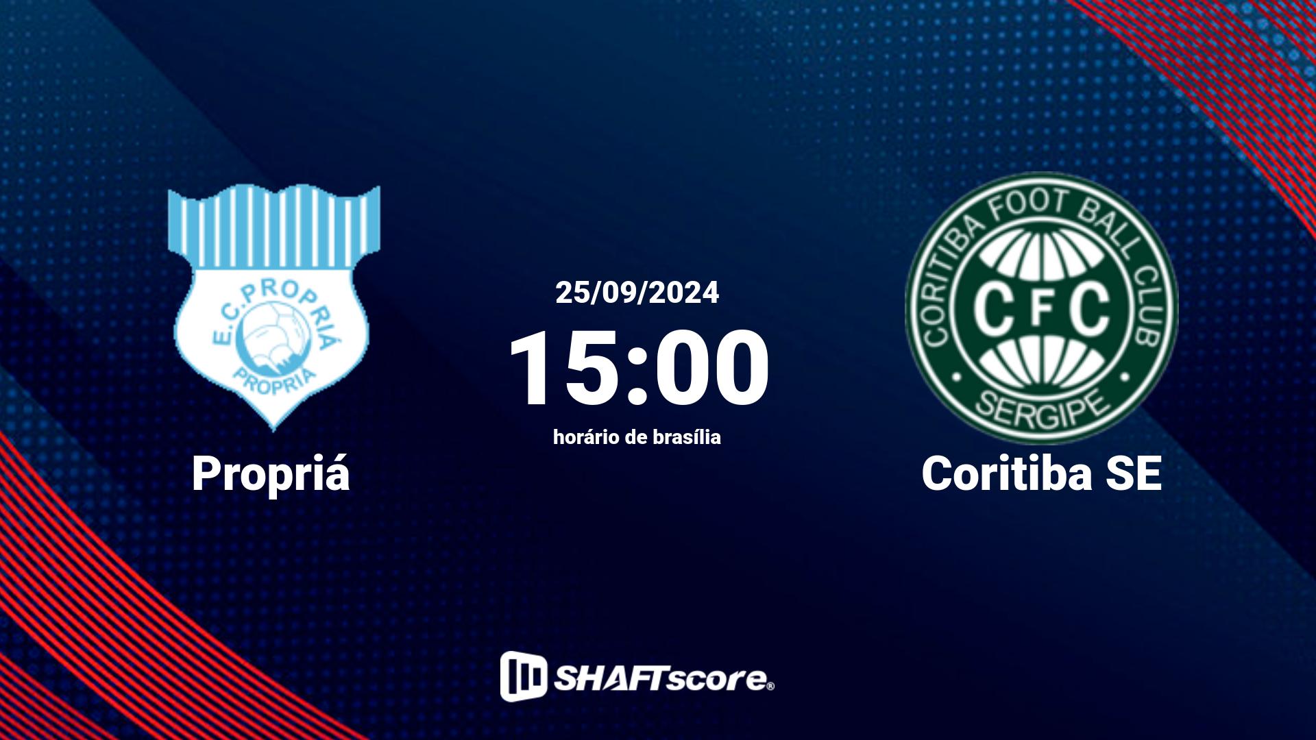 Estatísticas do jogo Propriá vs Coritiba SE 25.09 15:00