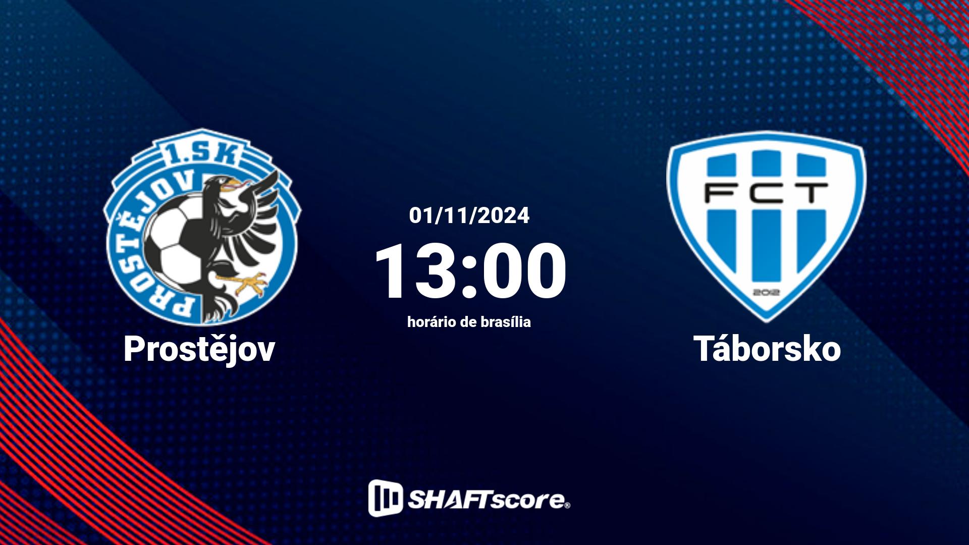 Estatísticas do jogo Prostějov vs Táborsko 01.11 13:00