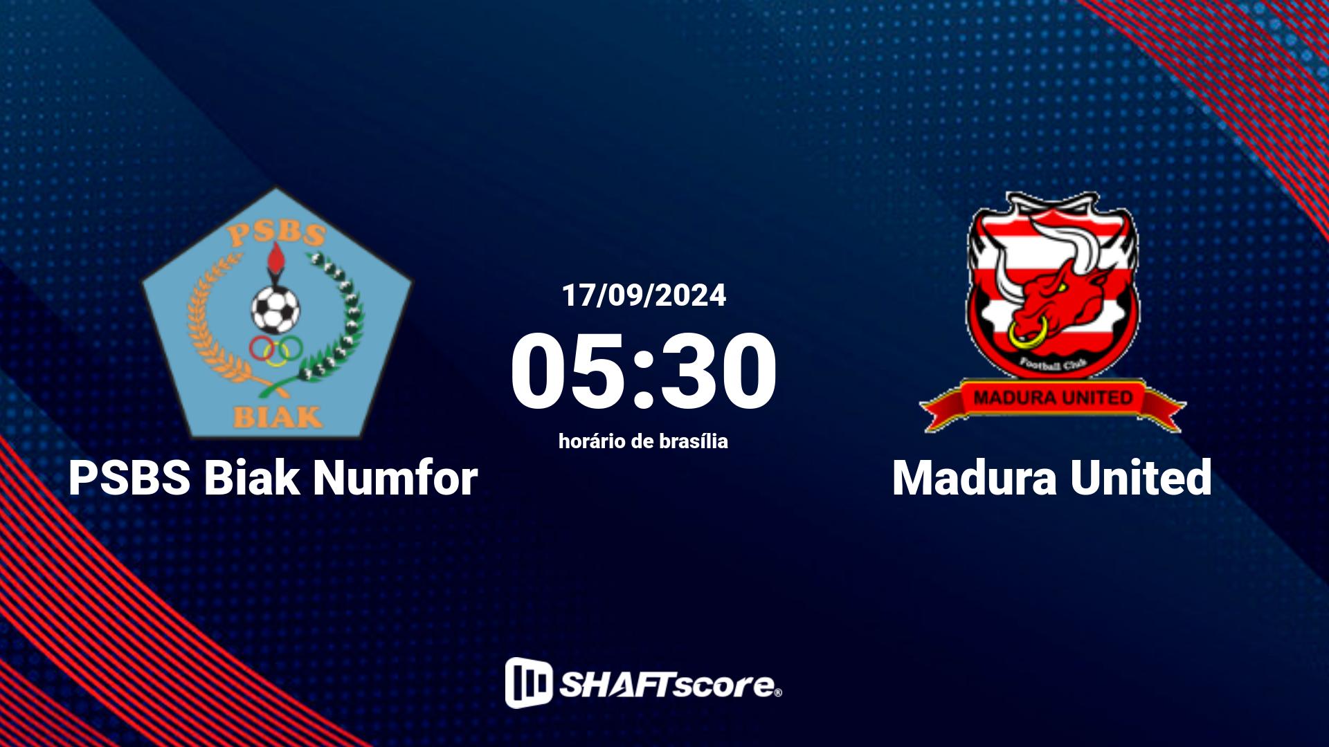 Estatísticas do jogo PSBS Biak Numfor vs Madura United 17.09 05:30