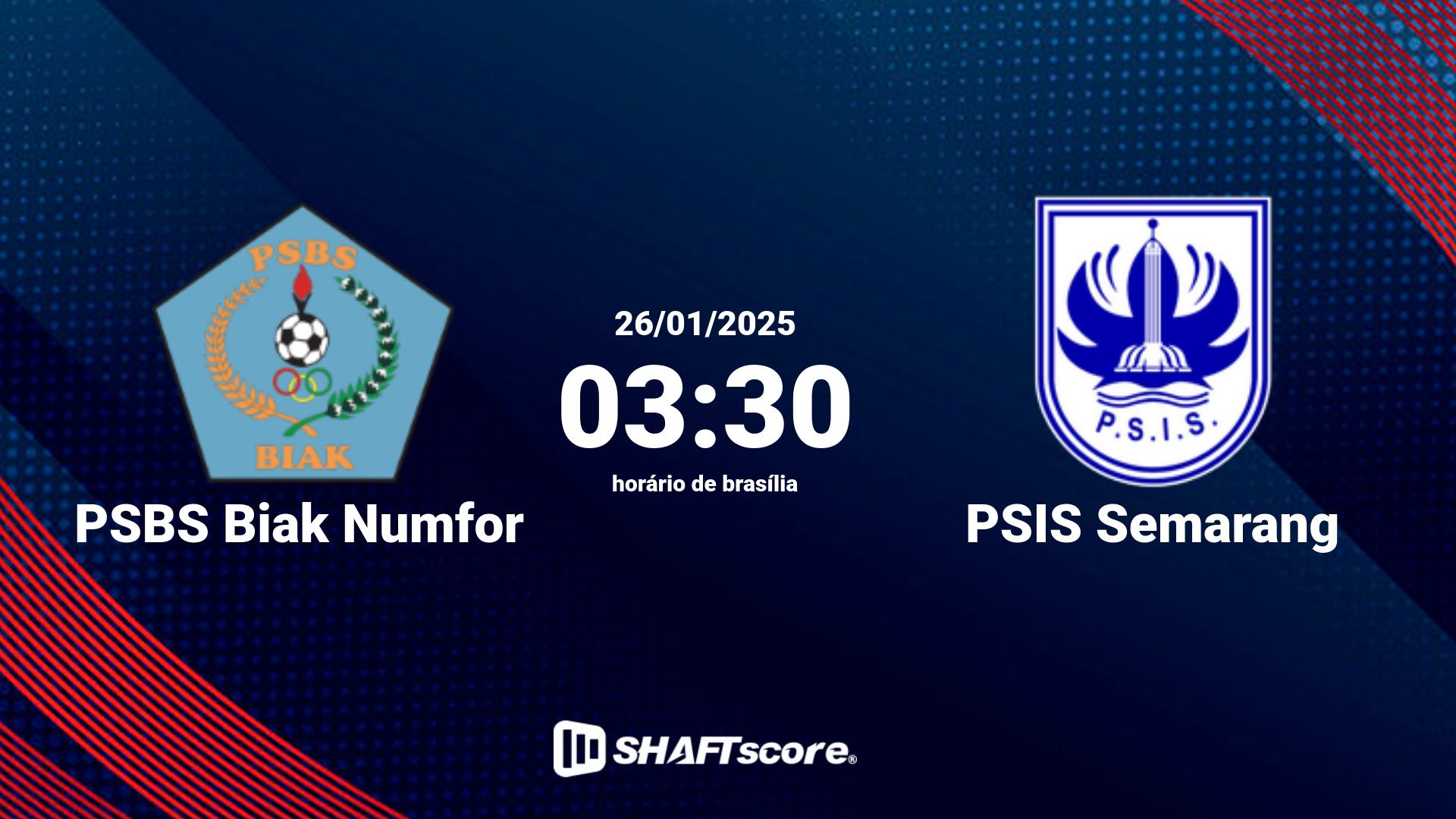 Estatísticas do jogo PSBS Biak Numfor vs PSIS Semarang 26.01 03:30