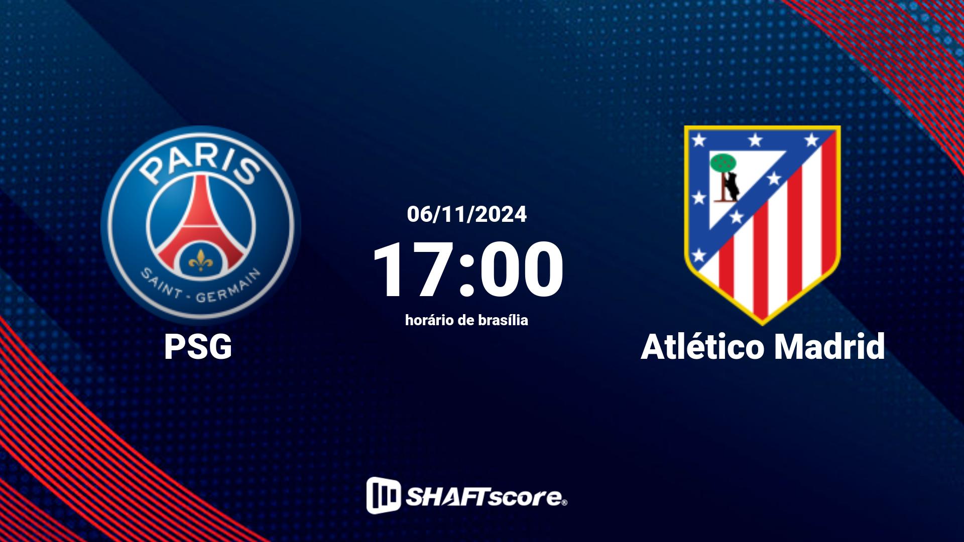 Estatísticas do jogo PSG vs Atlético Madrid 06.11 17:00