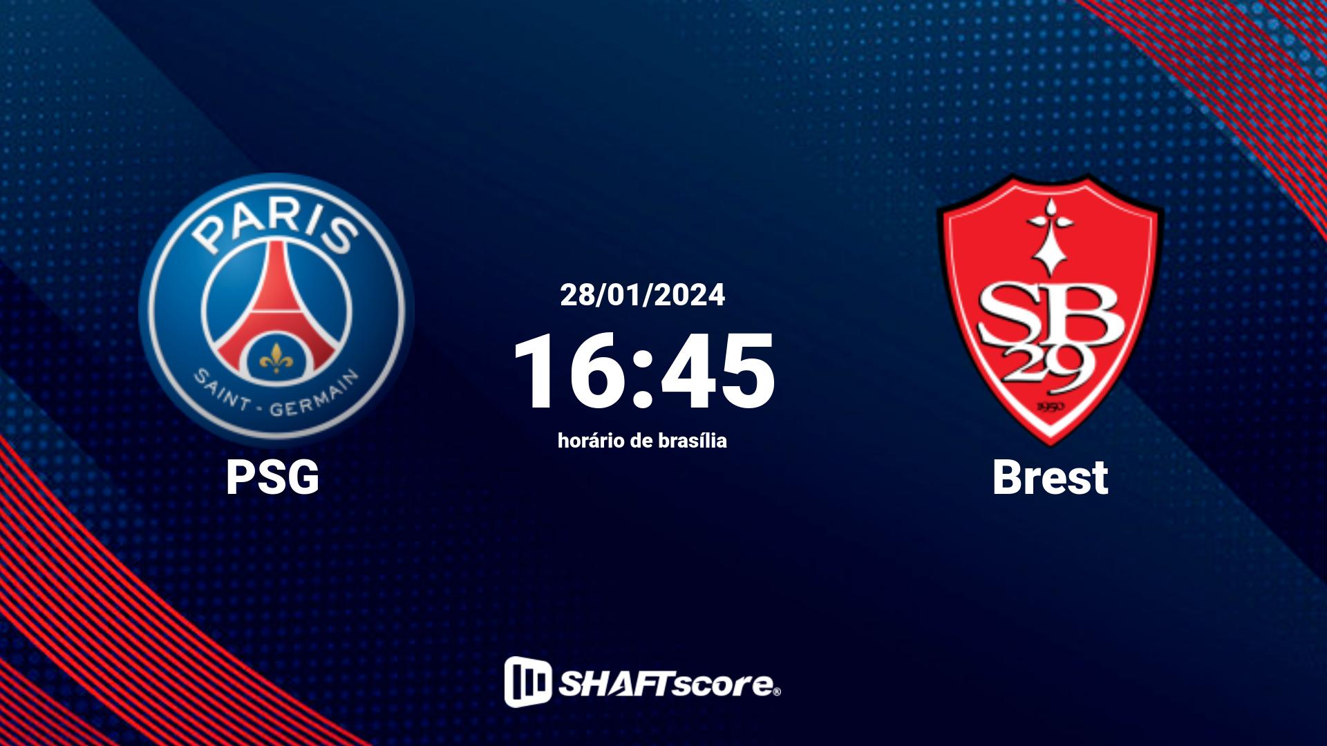 Estatísticas do jogo PSG vs Brest 28.01 16:45