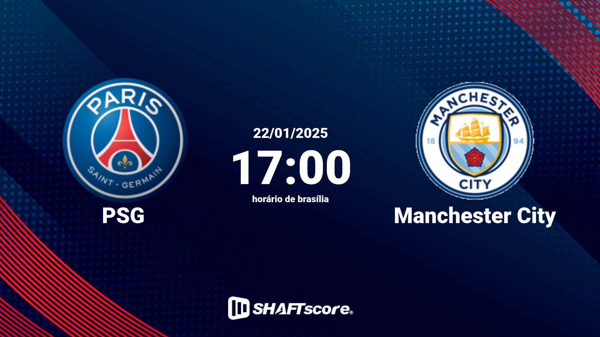 Estatísticas do jogo PSG vs Manchester City 22.01 17:00