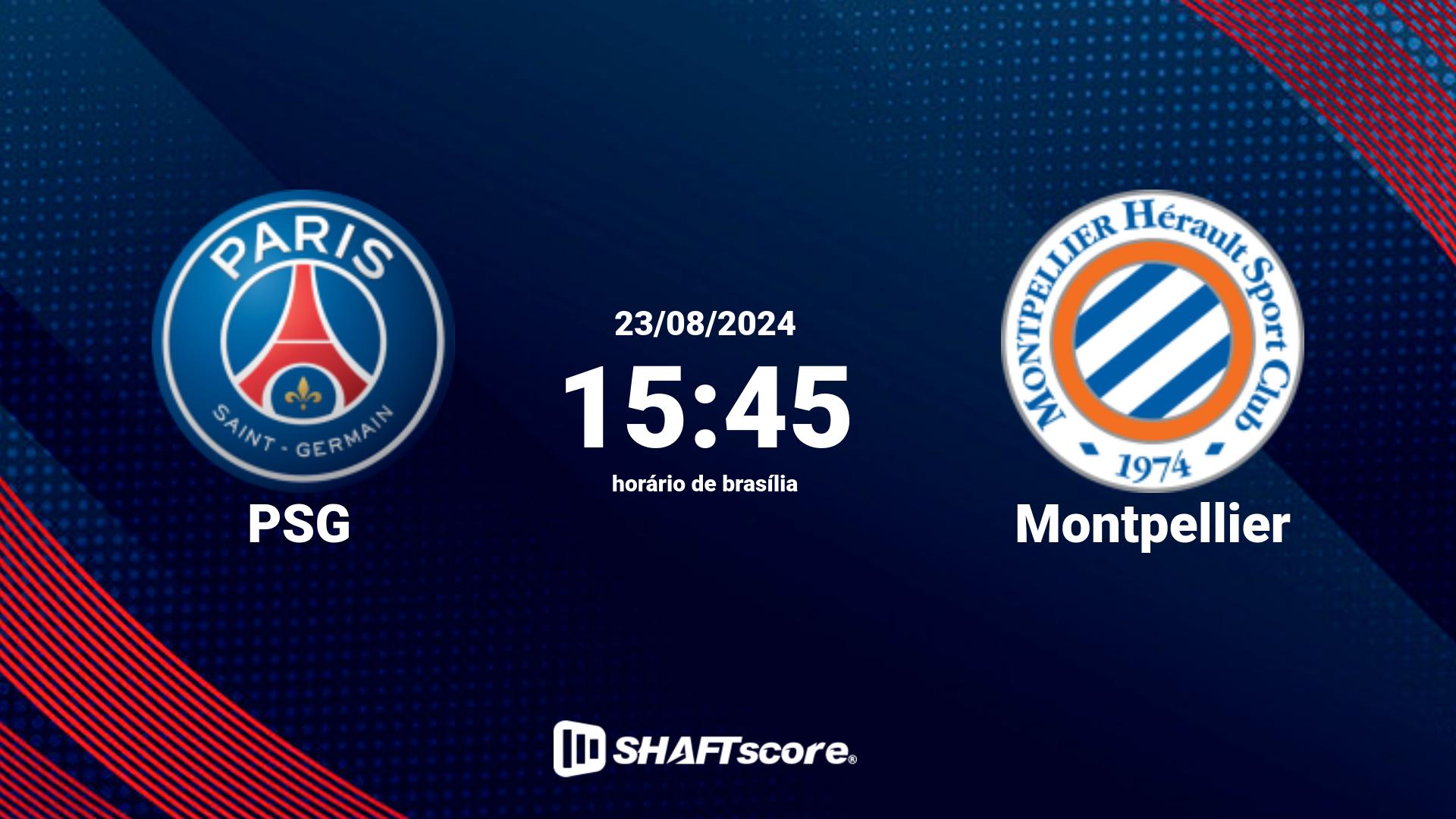 Estatísticas do jogo PSG vs Montpellier 23.08 15:45