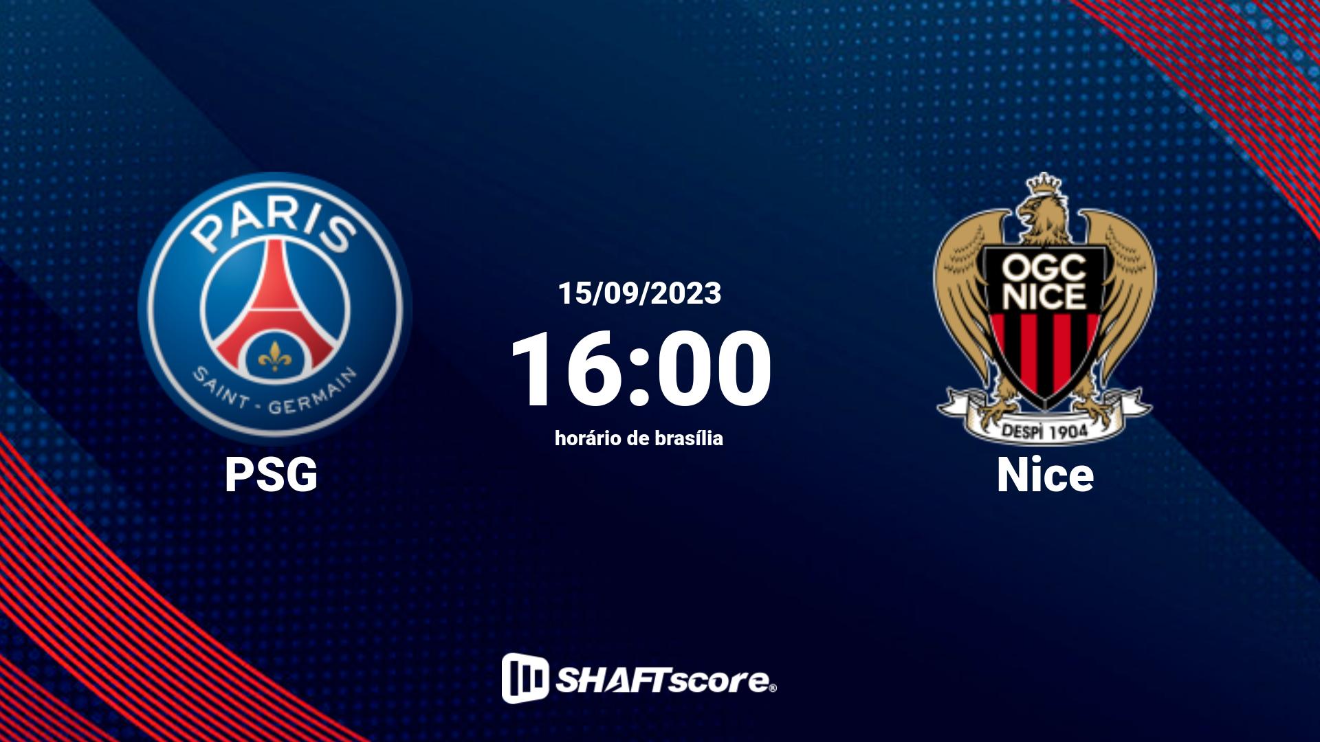 Estatísticas do jogo PSG vs Nice 15.09 16:00