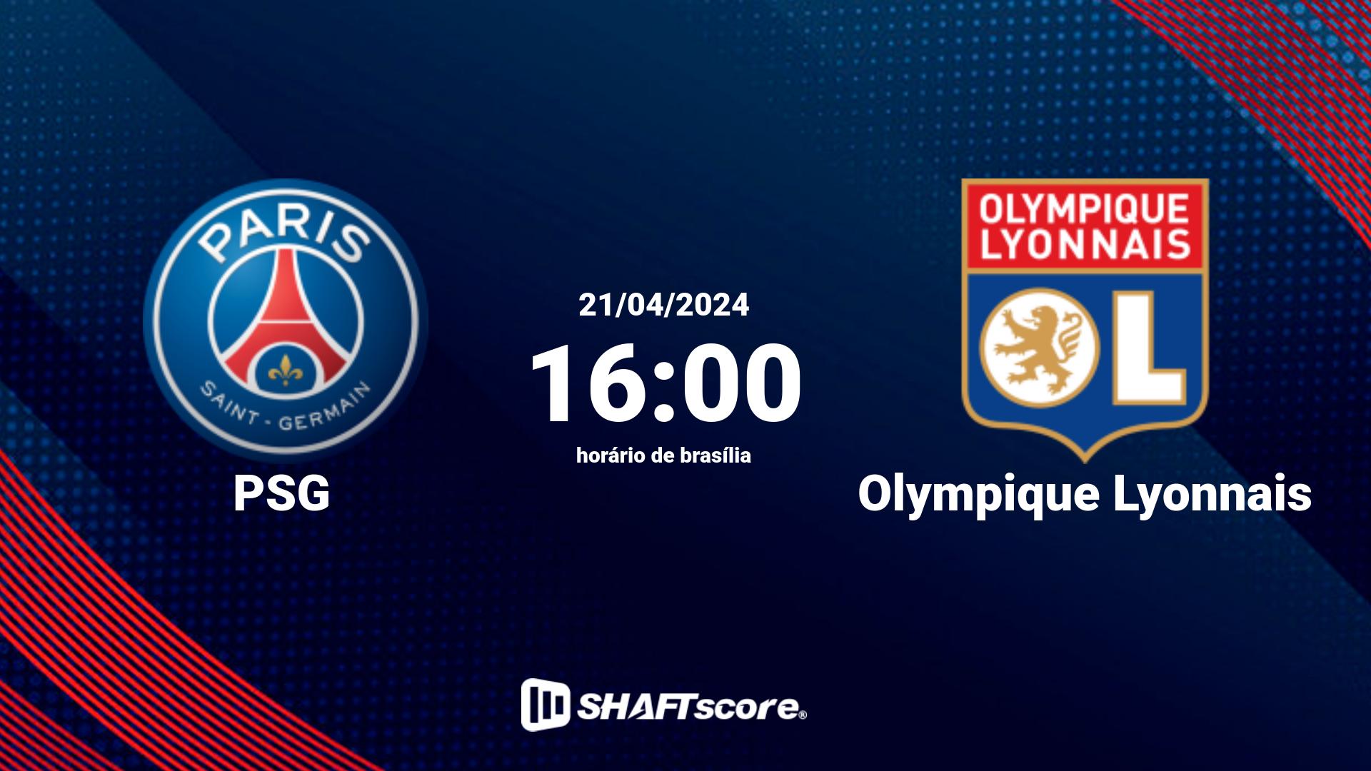 Estatísticas do jogo PSG vs Olympique Lyonnais 21.04 16:00