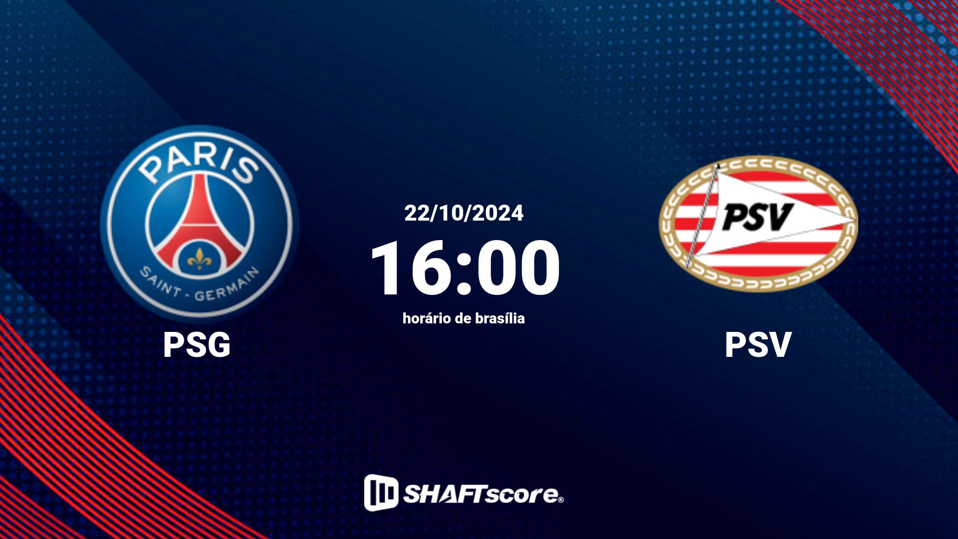 Estatísticas do jogo PSG vs PSV 22.10 16:00