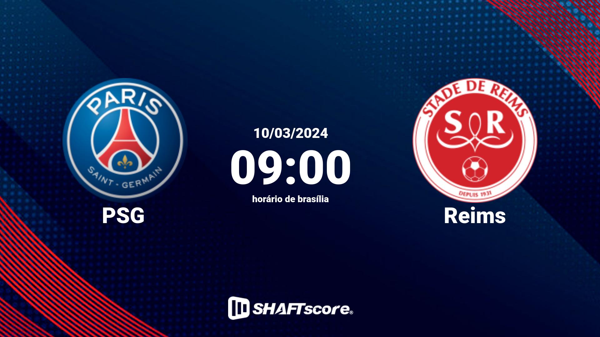 Estatísticas do jogo PSG vs Reims 10.03 09:00