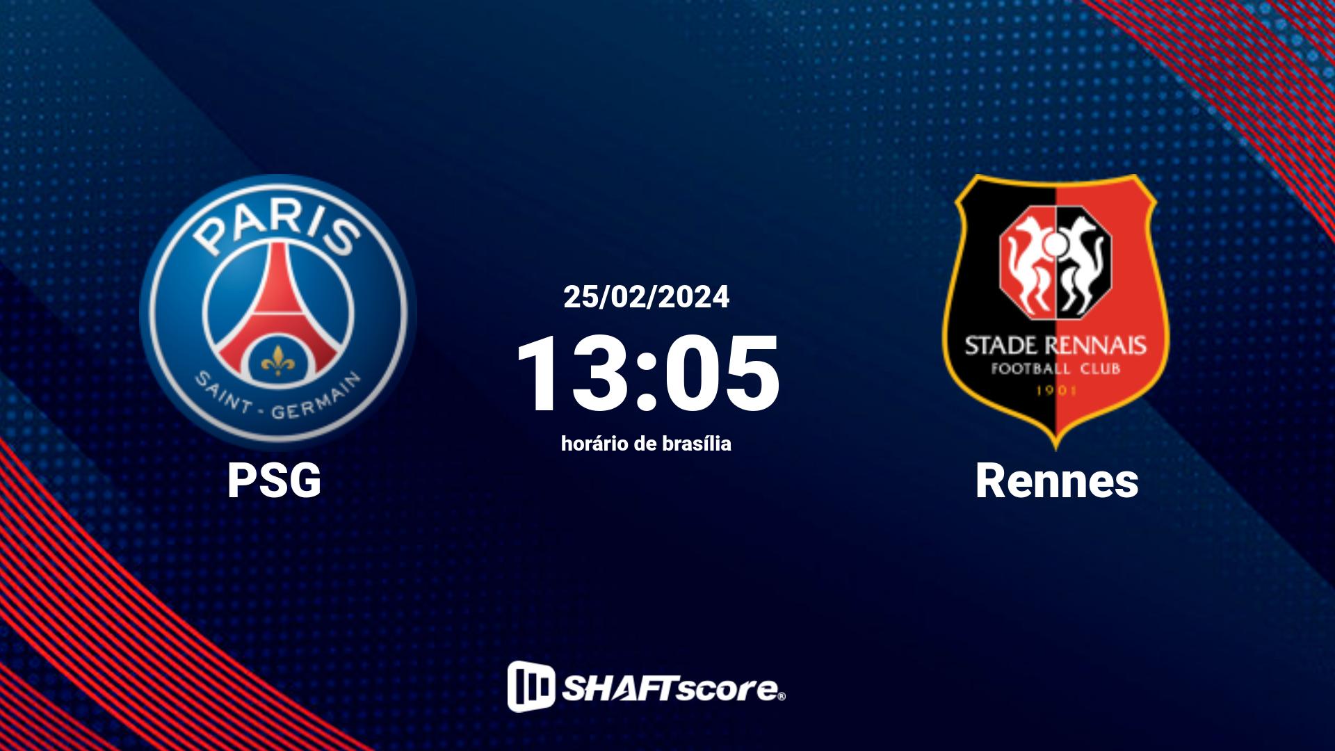 Estatísticas do jogo PSG vs Rennes 25.02 13:05