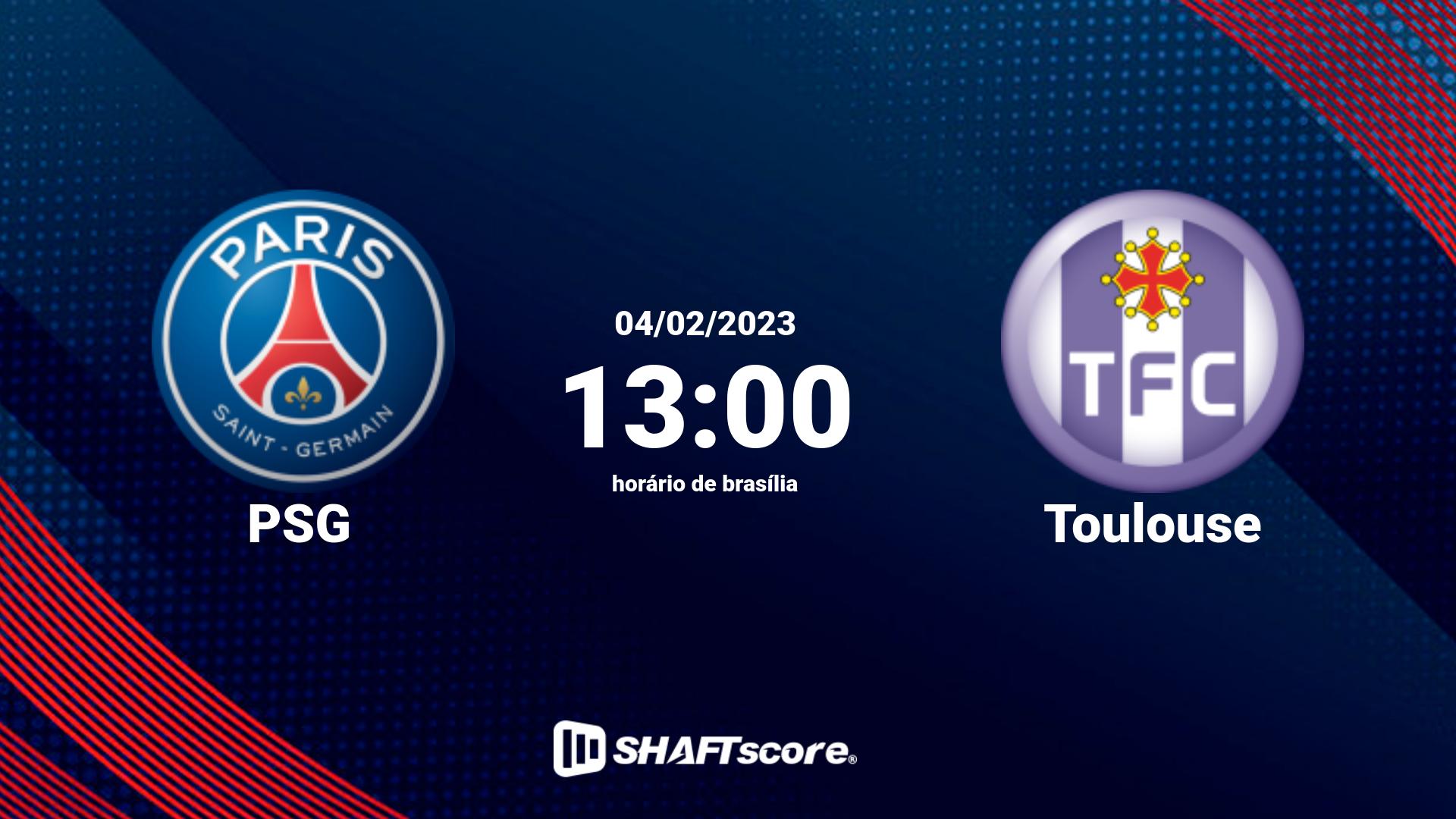 Estatísticas do jogo PSG vs Toulouse 04.02 13:00