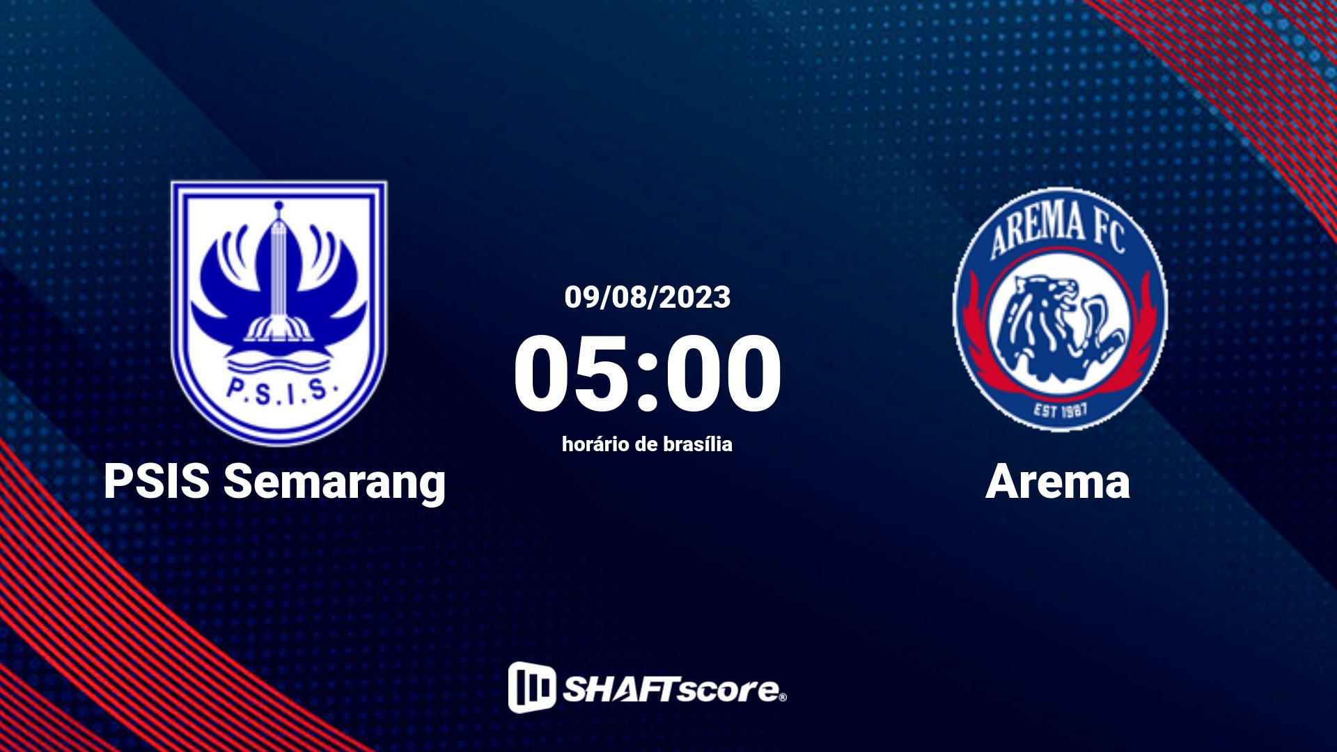 Estatísticas do jogo PSIS Semarang vs Arema 09.08 05:00