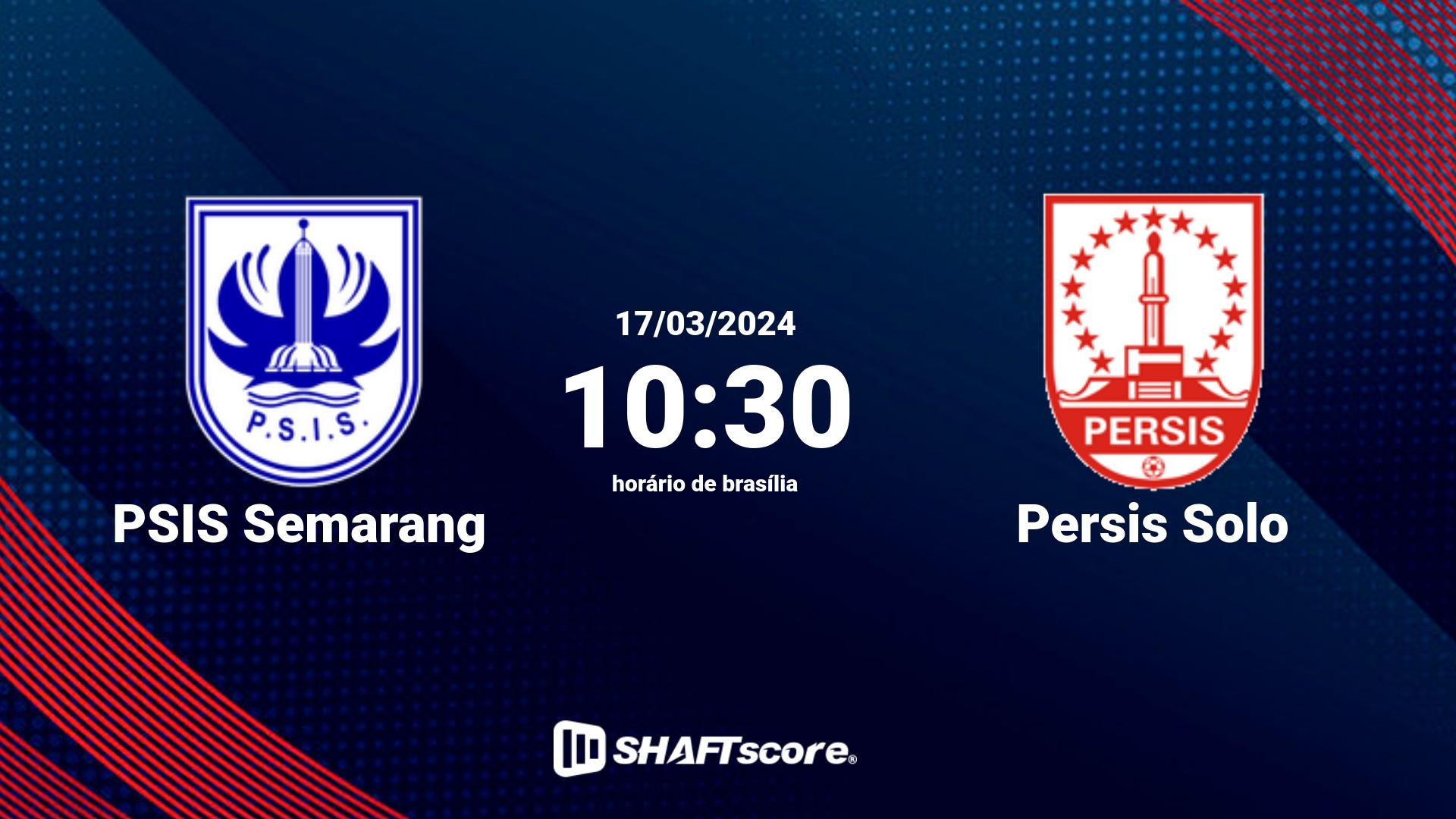 Estatísticas do jogo PSIS Semarang vs Persis Solo 17.03 10:30