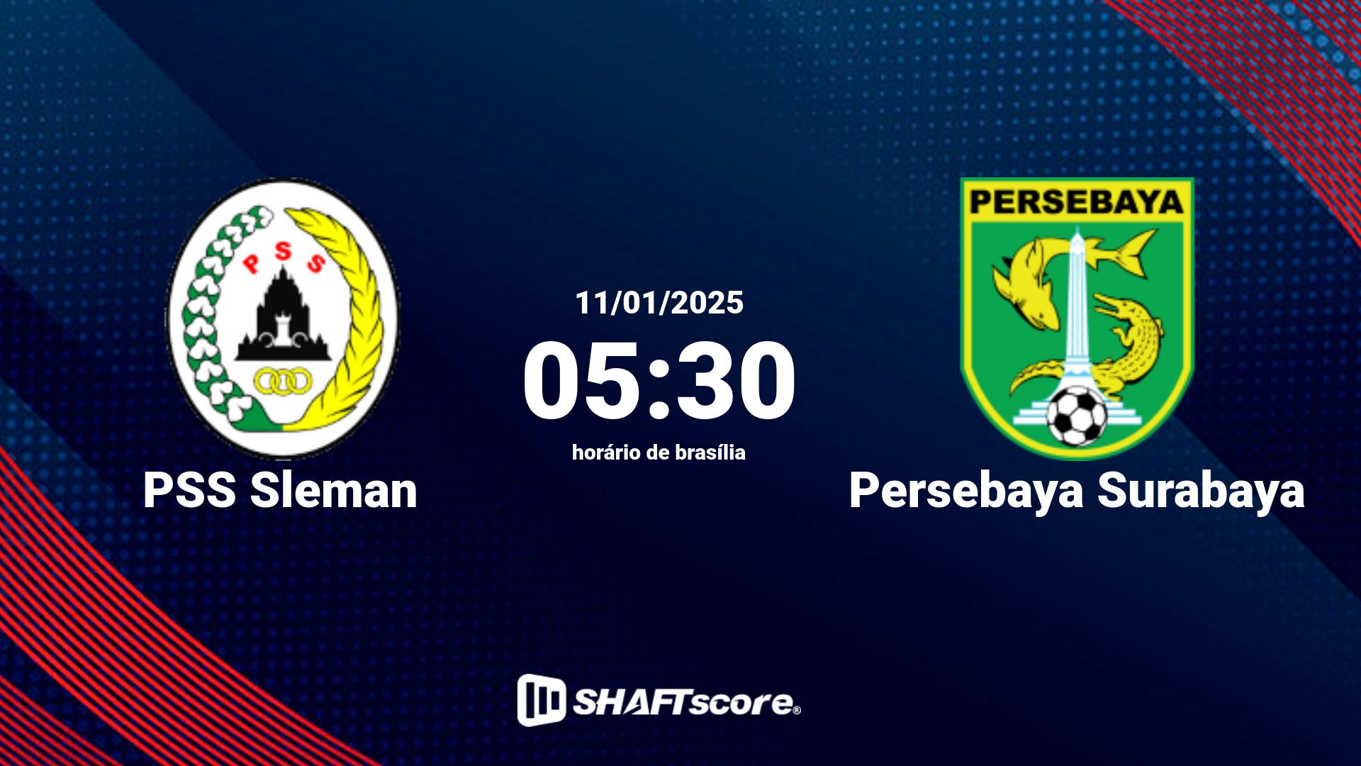 Estatísticas do jogo PSS Sleman vs Persebaya Surabaya 11.01 05:30