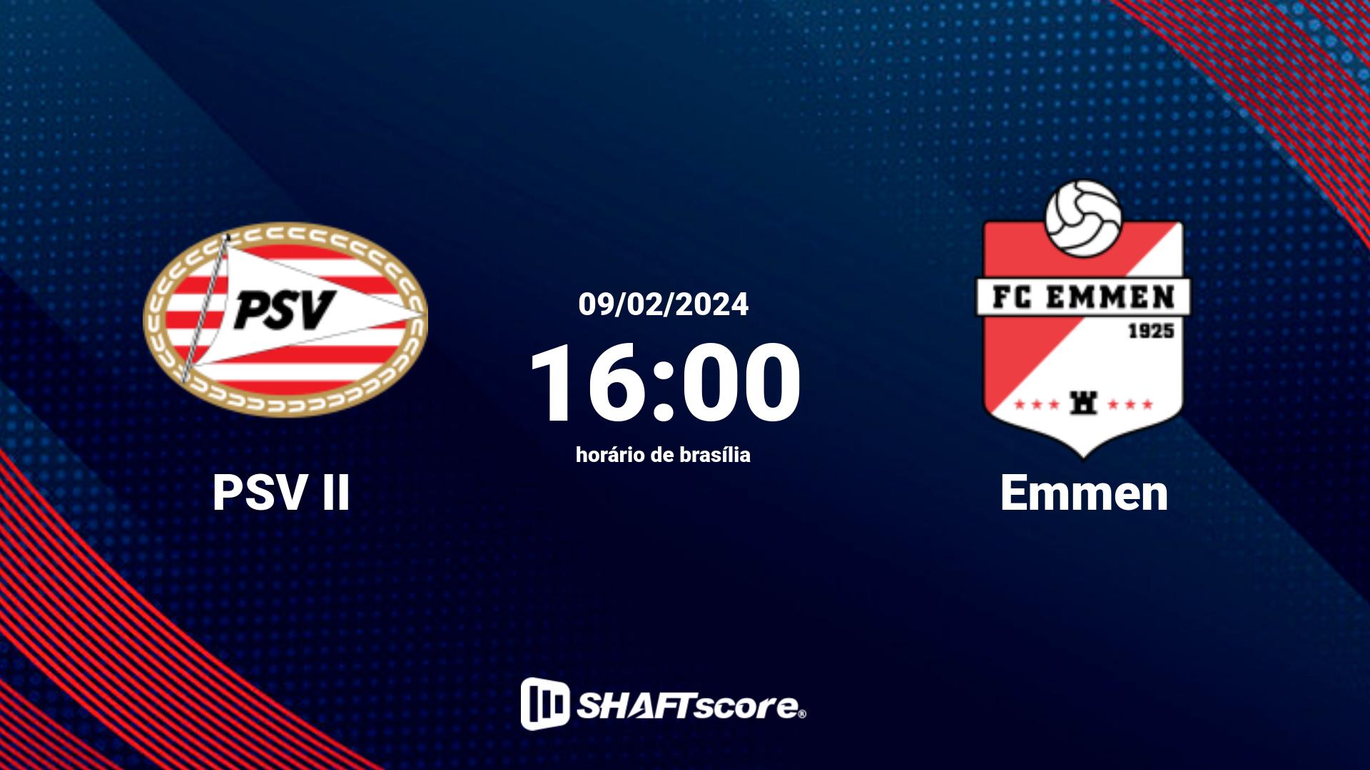 Estatísticas do jogo PSV II vs Emmen 09.02 16:00