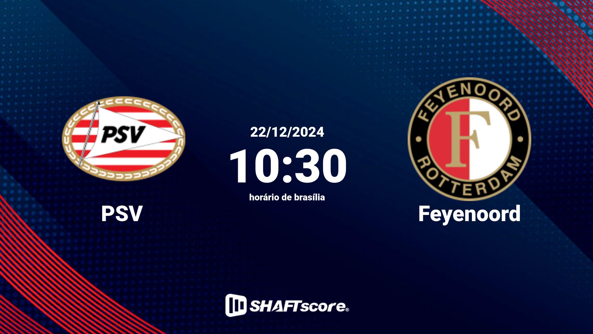 Estatísticas do jogo PSV vs Feyenoord 22.12 10:30