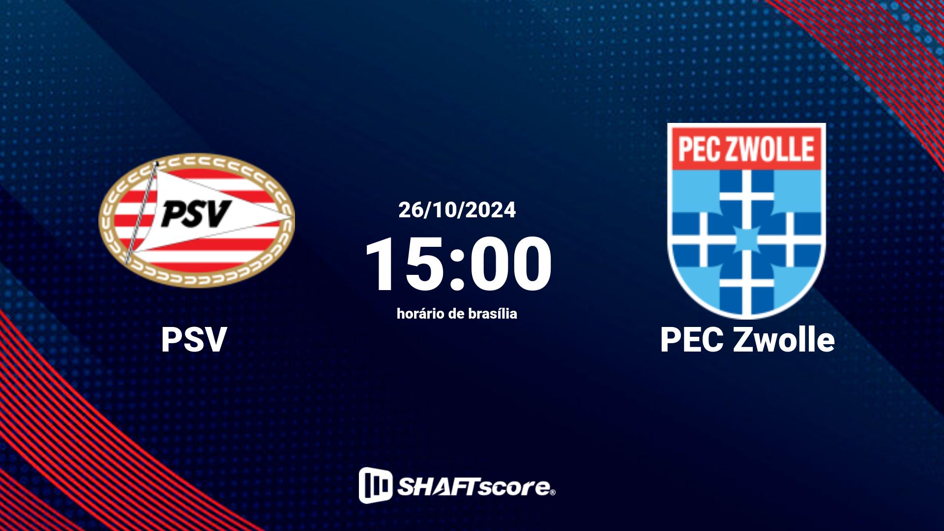 Estatísticas do jogo PSV vs PEC Zwolle 26.10 15:00