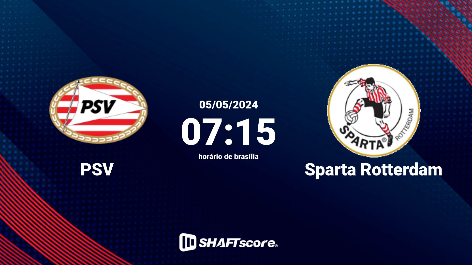 Estatísticas do jogo PSV vs Sparta Rotterdam 05.05 07:15