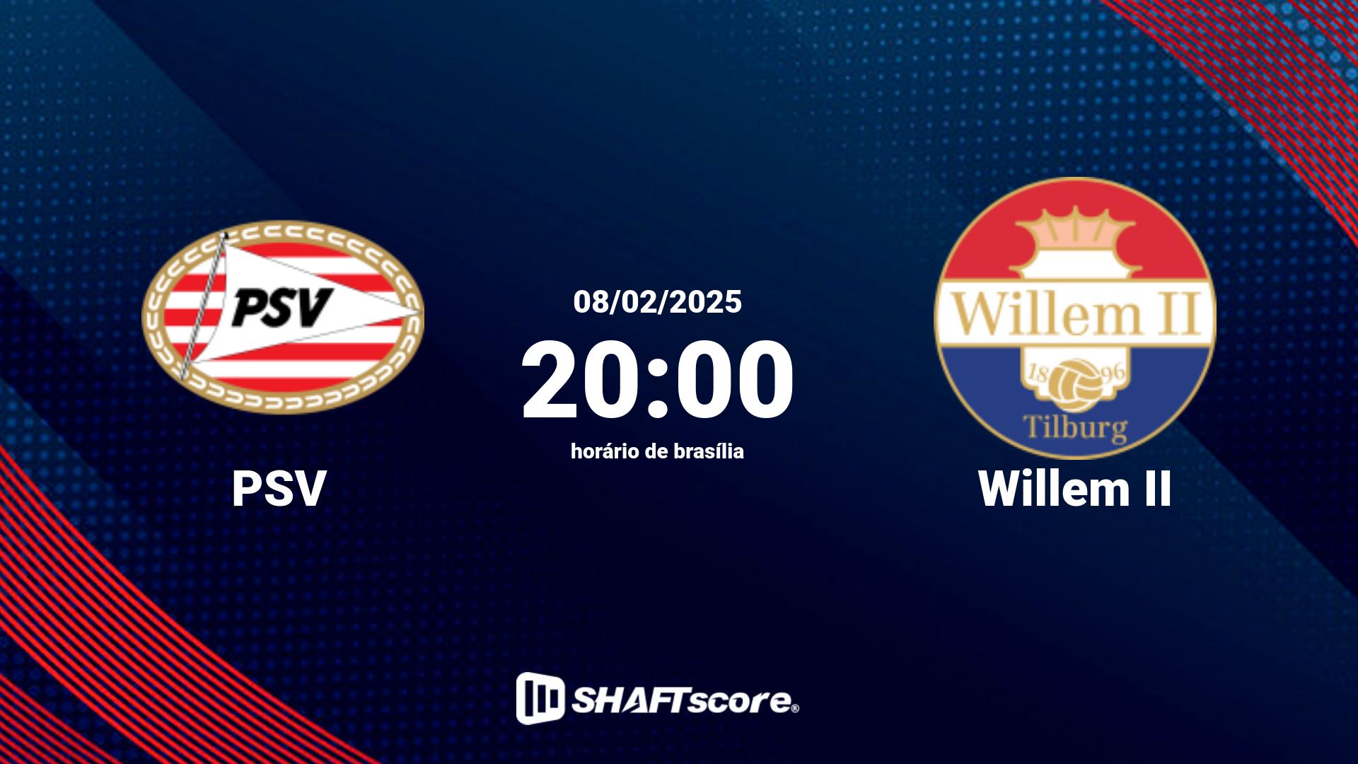 Estatísticas do jogo PSV vs Willem II 08.02 20:00