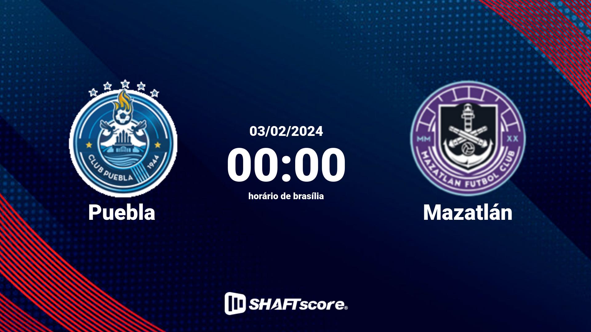 Estatísticas do jogo Puebla vs Mazatlán 03.02 00:00