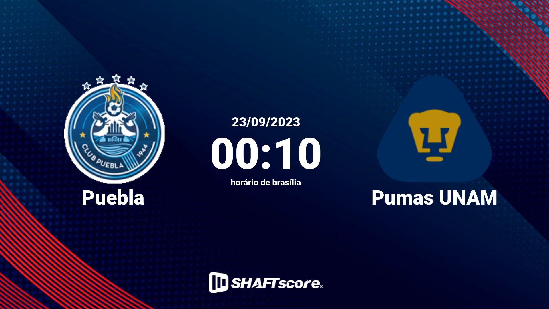 Estatísticas do jogo Puebla vs Pumas UNAM 23.09 00:10