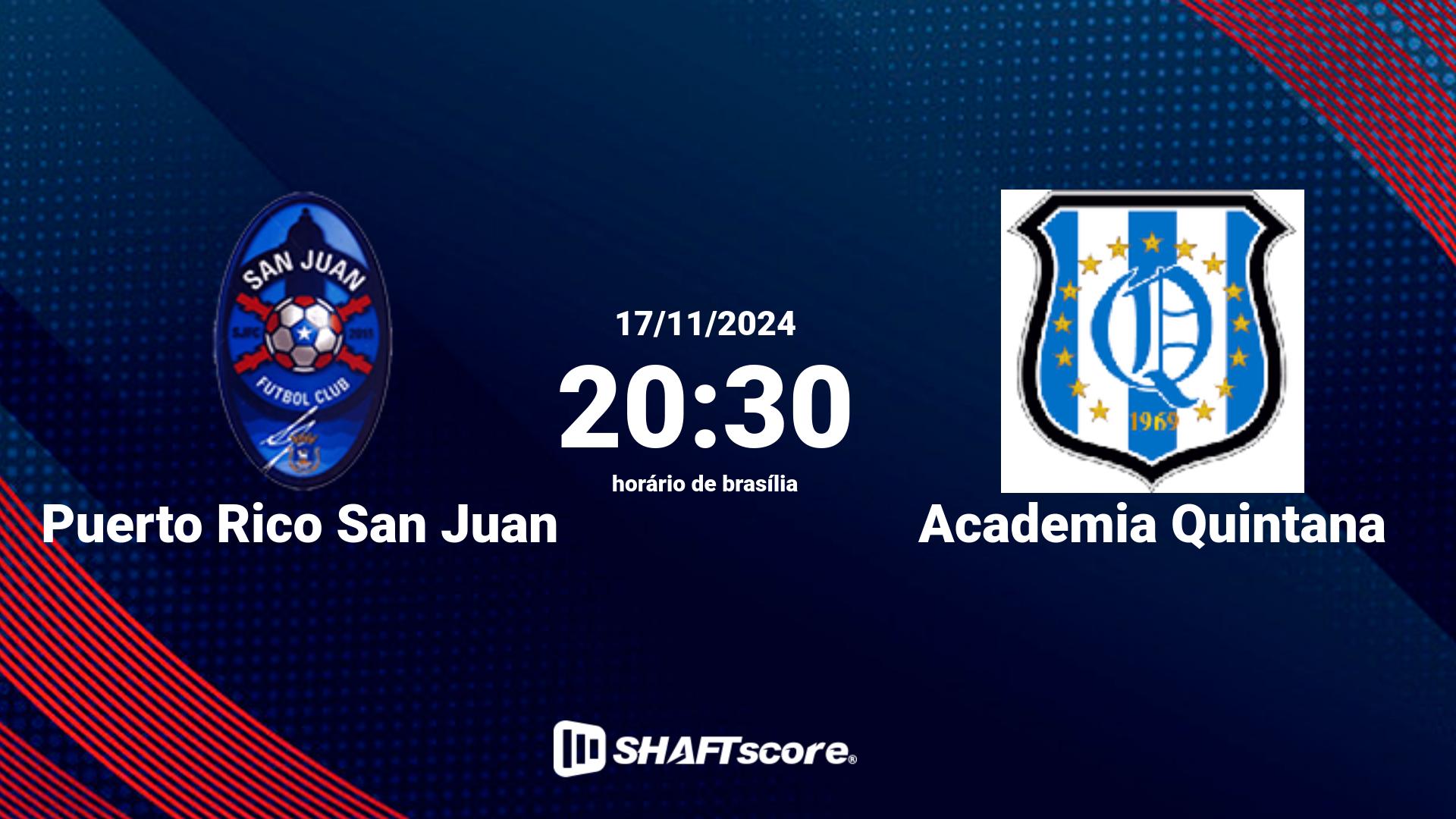 Estatísticas do jogo Puerto Rico San Juan vs Academia Quintana 17.11 20:30