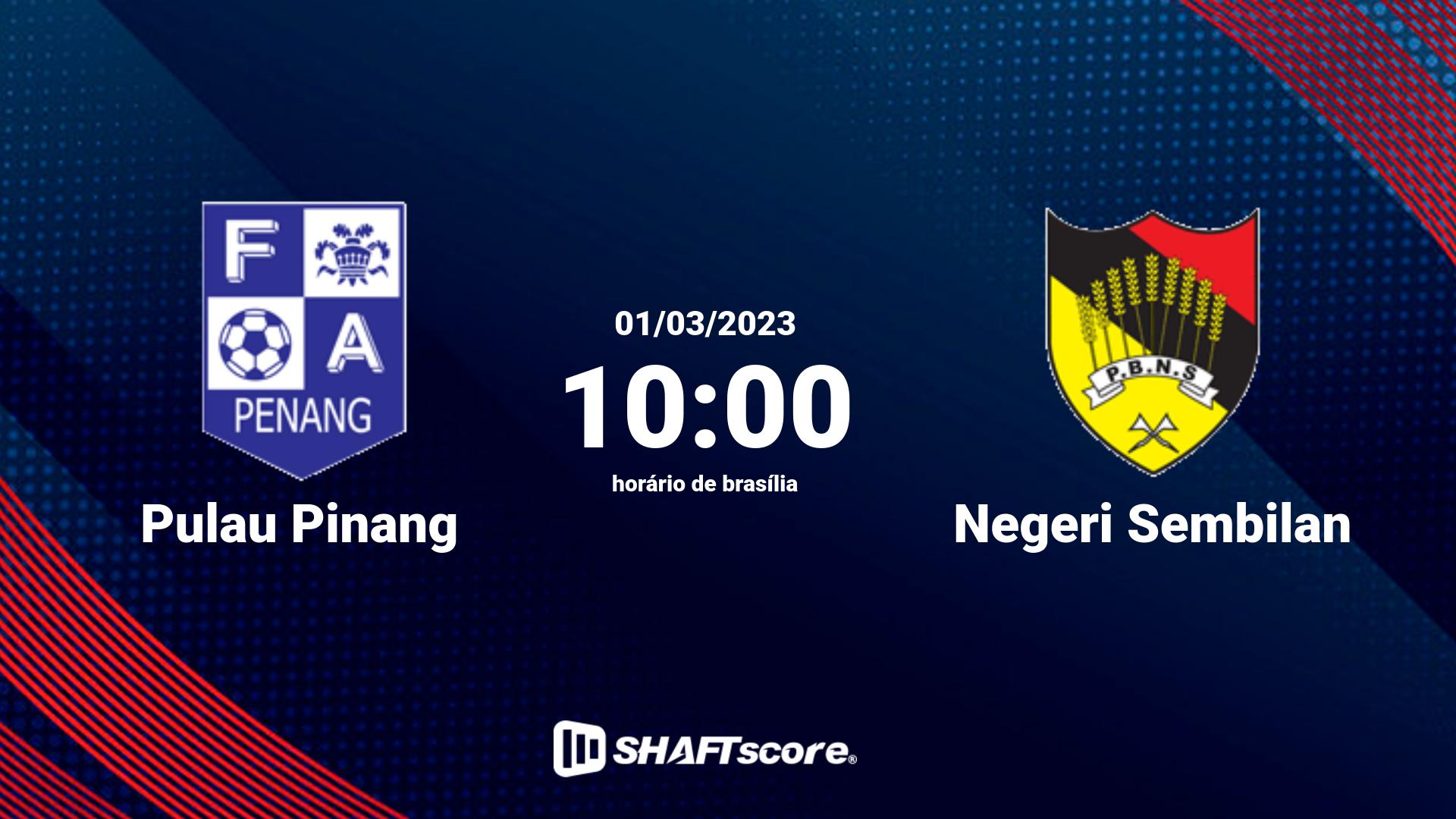 Estatísticas do jogo Pulau Pinang vs Negeri Sembilan 01.03 10:00