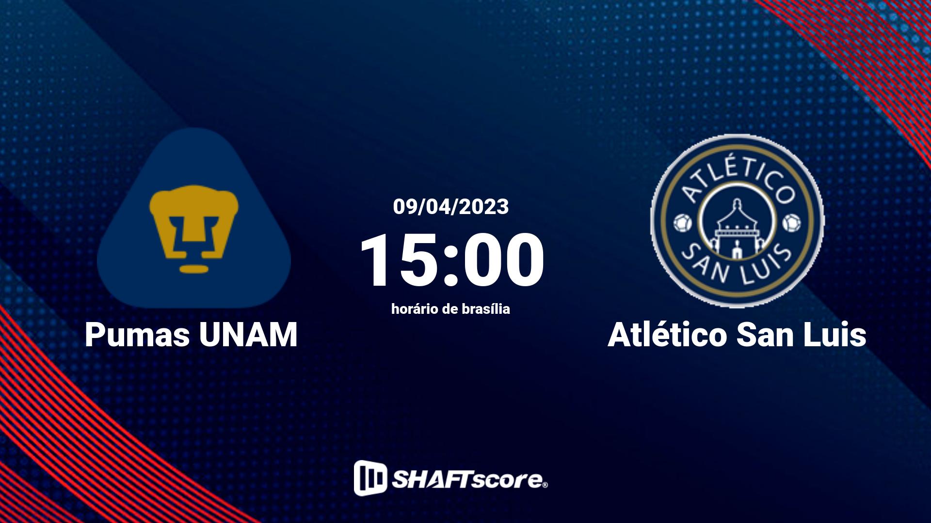 Estatísticas do jogo Pumas UNAM vs Atlético San Luis 09.04 15:00