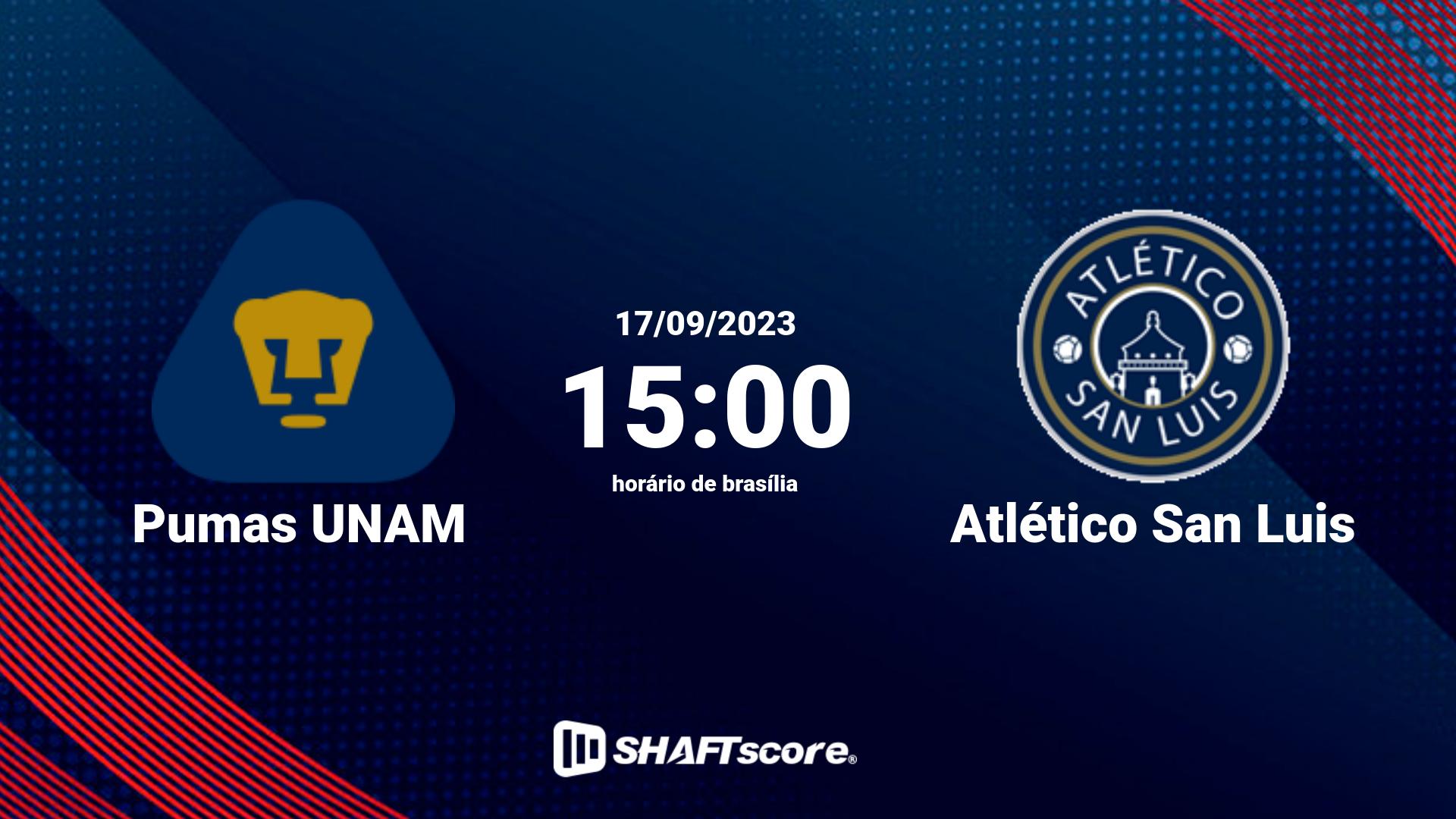 Estatísticas do jogo Pumas UNAM vs Atlético San Luis 17.09 15:00