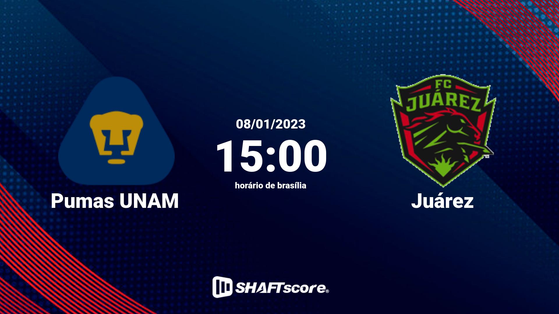 Estatísticas do jogo Pumas UNAM vs Juárez 08.01 15:00