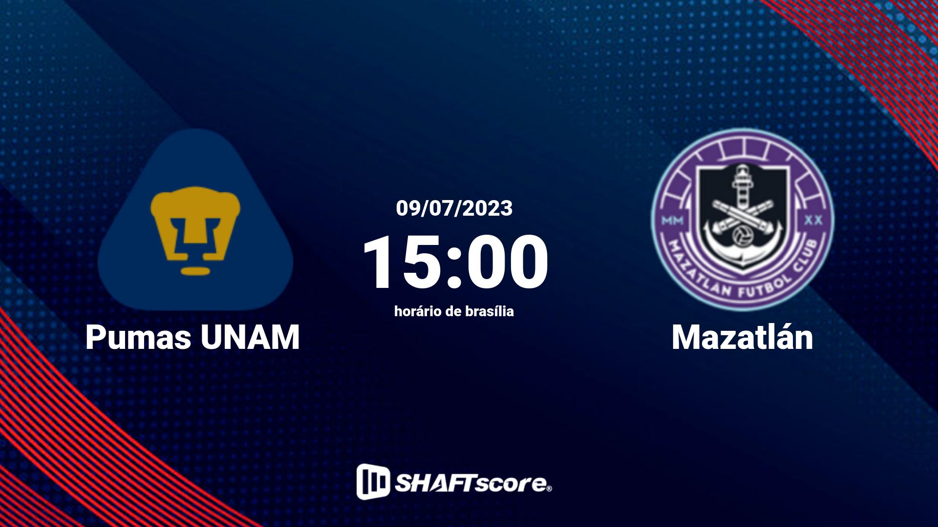 Estatísticas do jogo Pumas UNAM vs Mazatlán 09.07 15:00