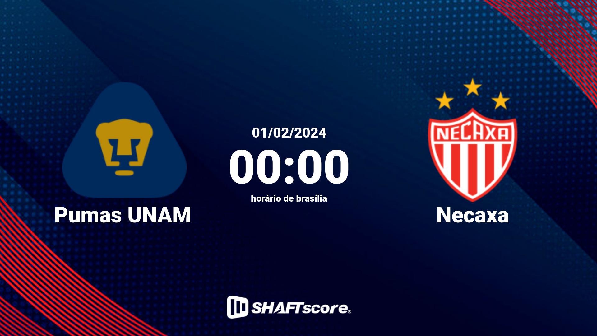 Estatísticas do jogo Pumas UNAM vs Necaxa 01.02 00:00