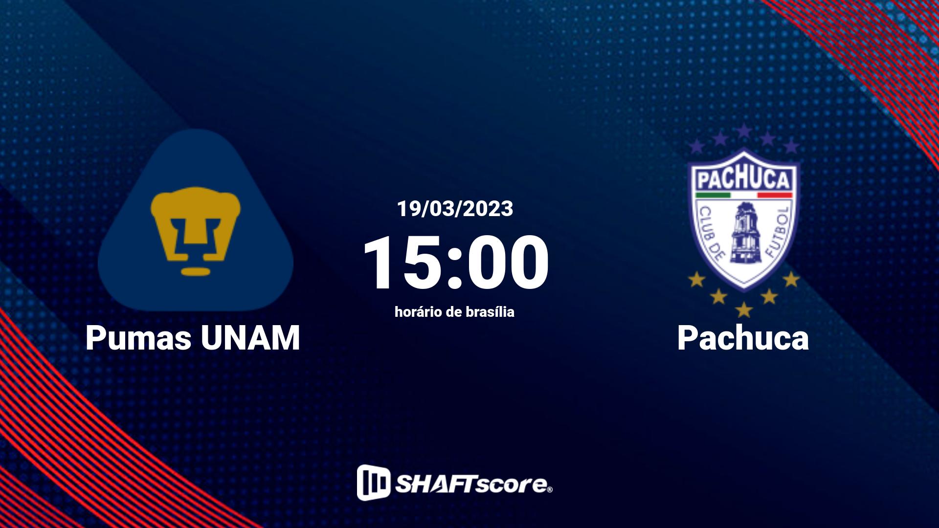 Estatísticas do jogo Pumas UNAM vs Pachuca 19.03 15:00