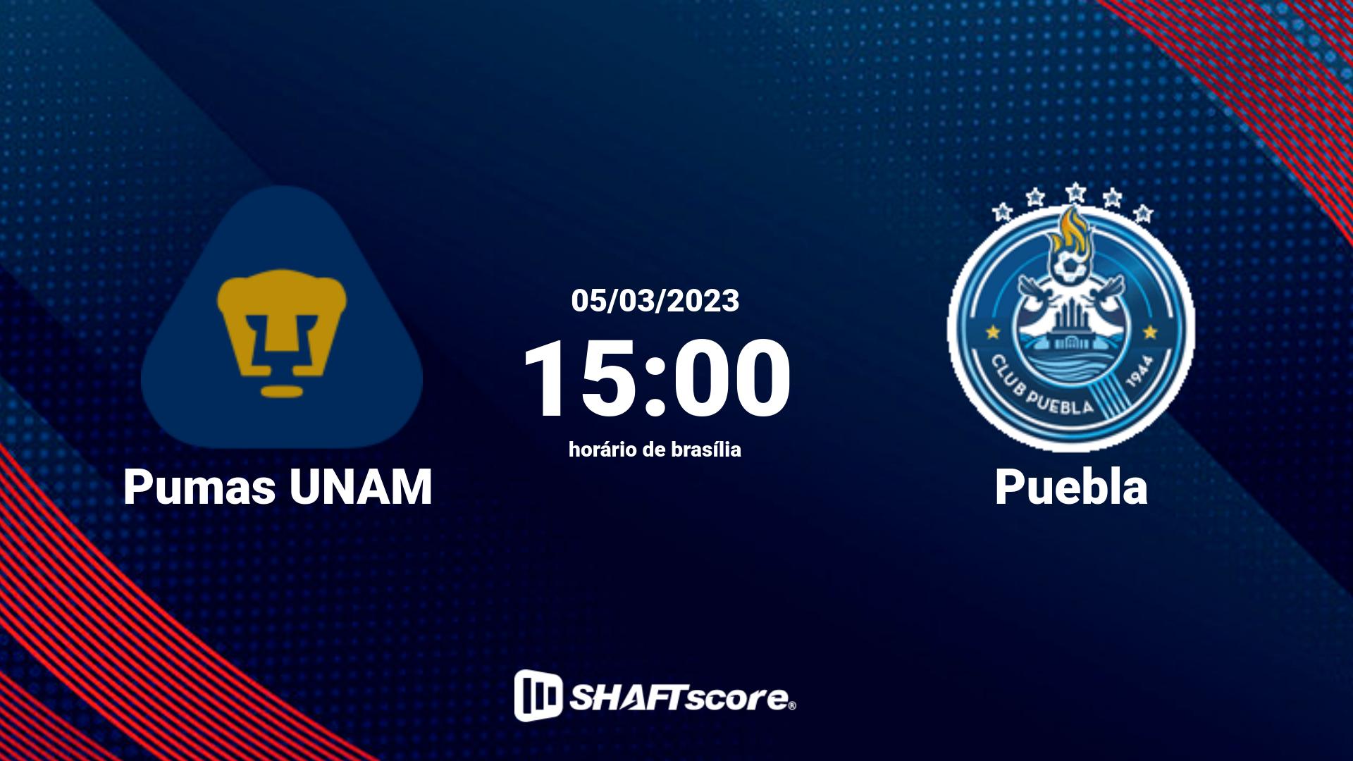 Estatísticas do jogo Pumas UNAM vs Puebla 05.03 15:00