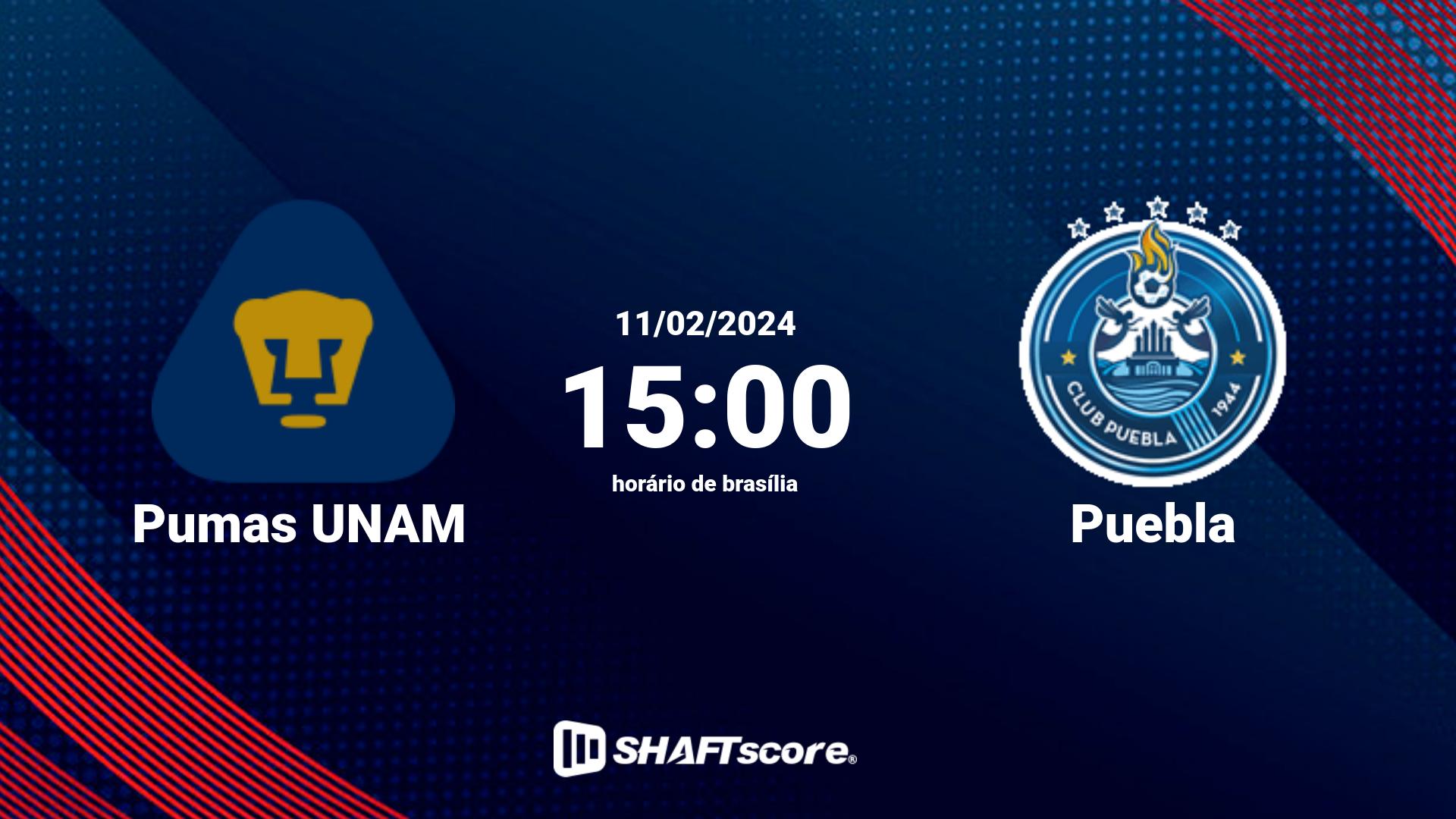 Estatísticas do jogo Pumas UNAM vs Puebla 11.02 15:00