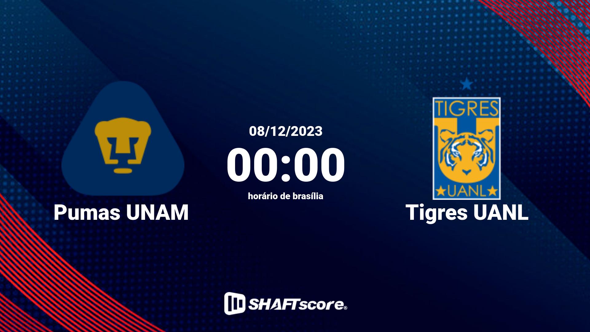 Estatísticas do jogo Pumas UNAM vs Tigres UANL 08.12 00:00