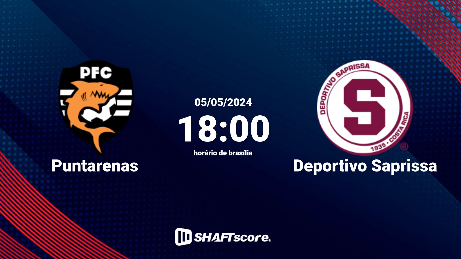 Estatísticas do jogo Puntarenas vs Deportivo Saprissa 05.05 18:00