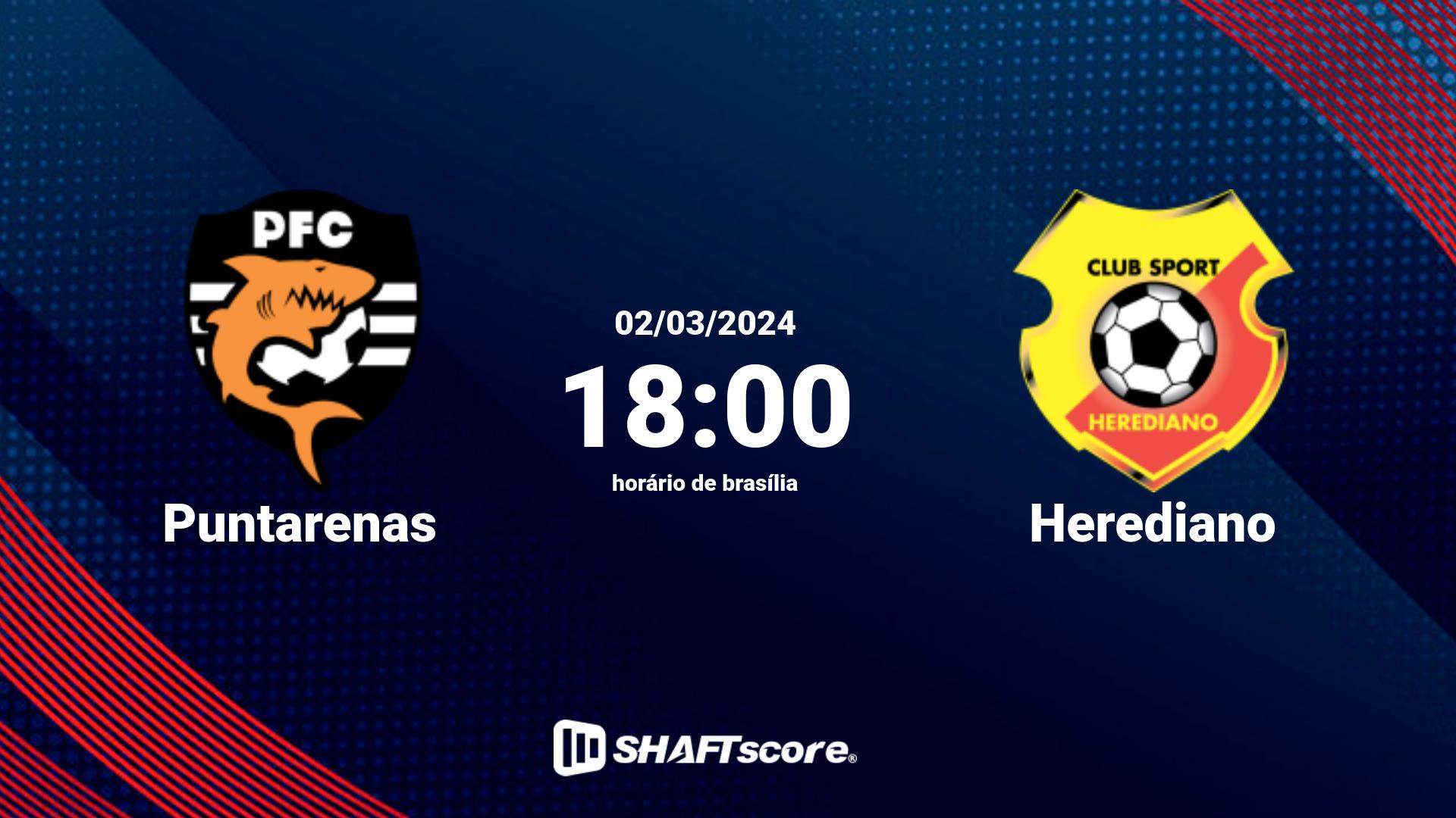 Estatísticas do jogo Puntarenas vs Herediano 02.03 18:00