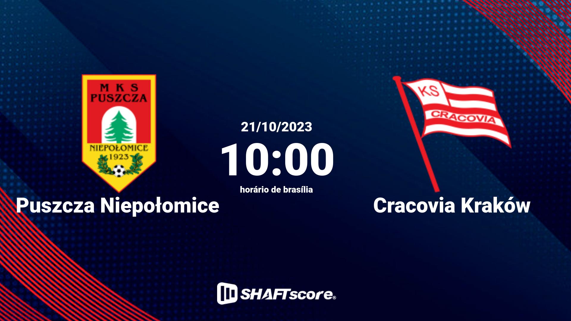 Estatísticas do jogo Puszcza Niepołomice vs Cracovia Kraków 21.10 10:00