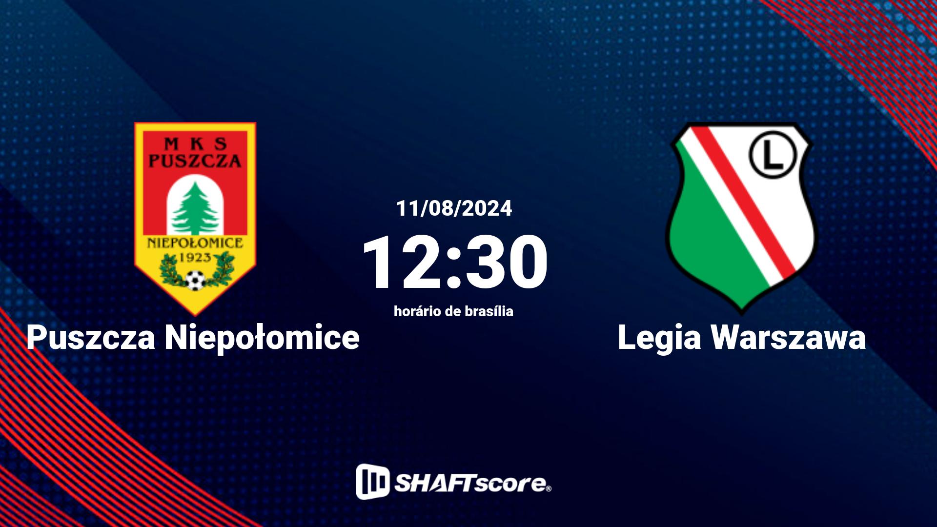Estatísticas do jogo Puszcza Niepołomice vs Legia Warszawa 11.08 12:30