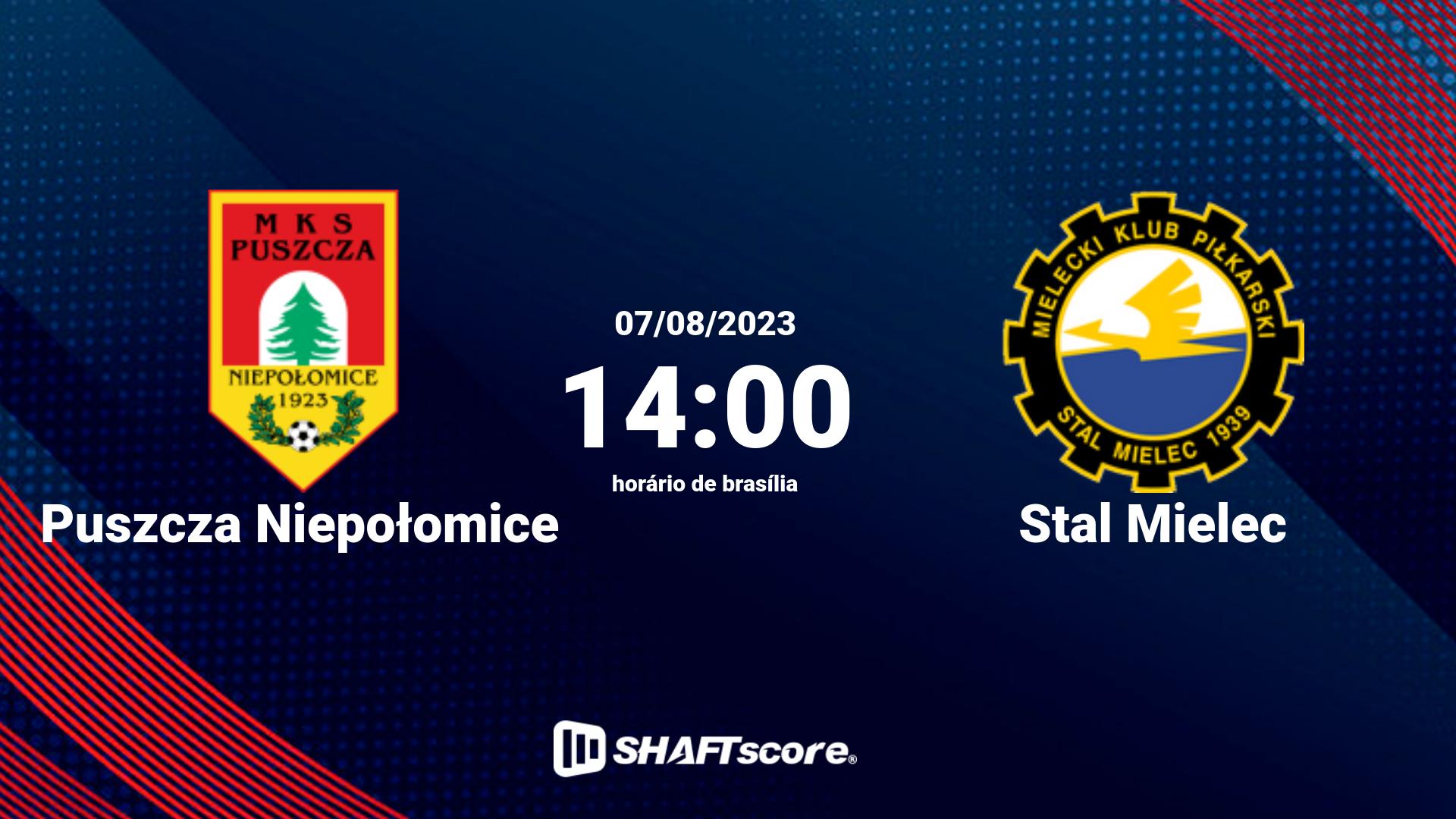 Estatísticas do jogo Puszcza Niepołomice vs Stal Mielec 07.08 14:00