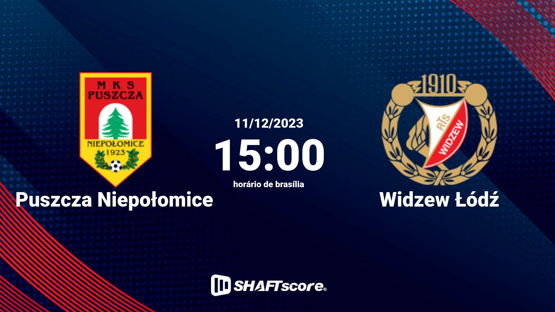 Estatísticas do jogo Puszcza Niepołomice vs Widzew Łódź 11.12 15:00