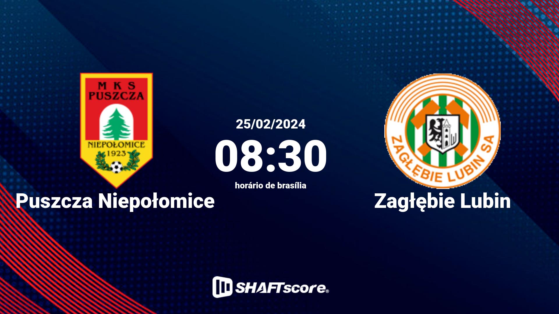 Estatísticas do jogo Puszcza Niepołomice vs Zagłębie Lubin 25.02 08:30