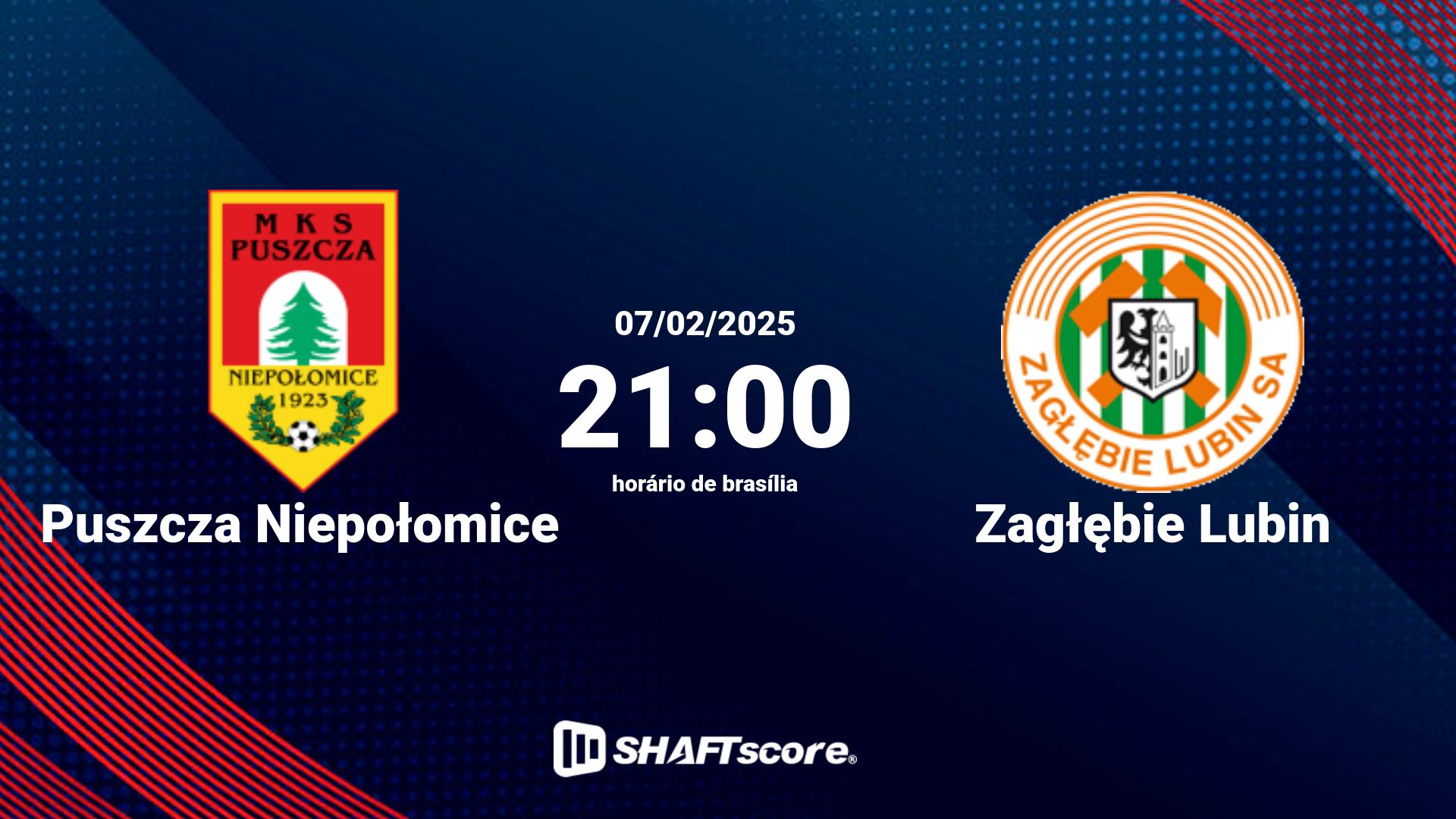 Estatísticas do jogo Puszcza Niepołomice vs Zagłębie Lubin 07.02 21:00