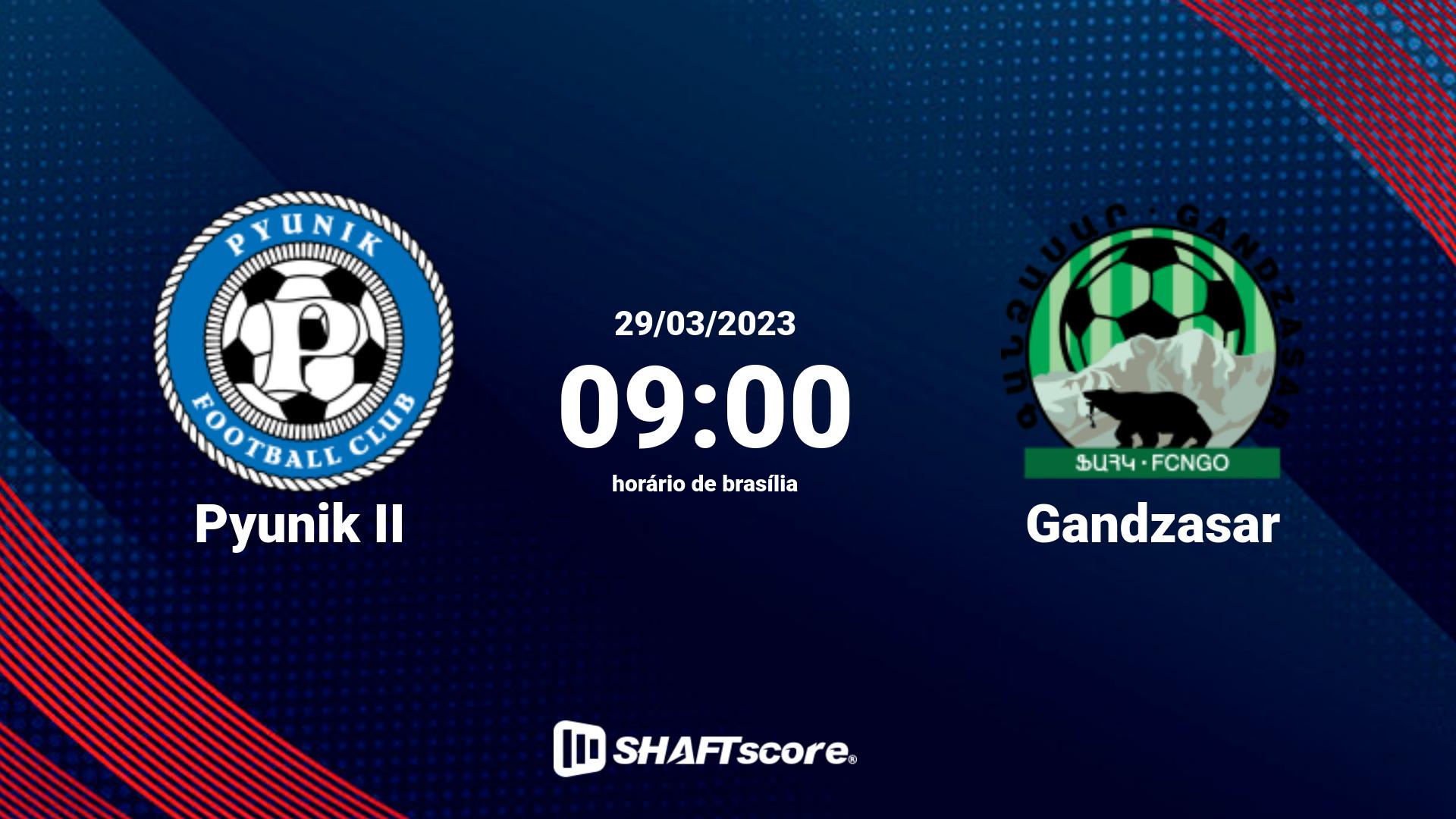 Estatísticas do jogo Pyunik II vs Gandzasar 29.03 09:00