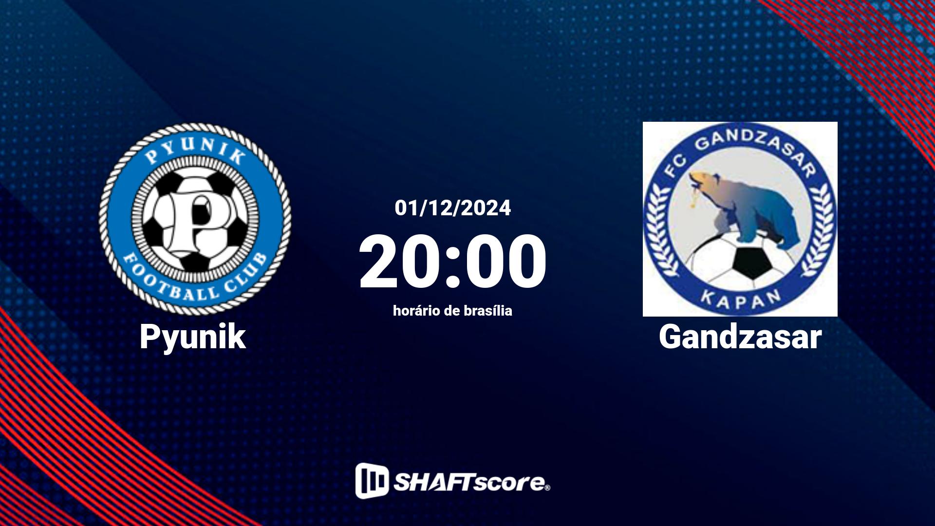 Estatísticas do jogo Pyunik vs Gandzasar 01.12 20:00