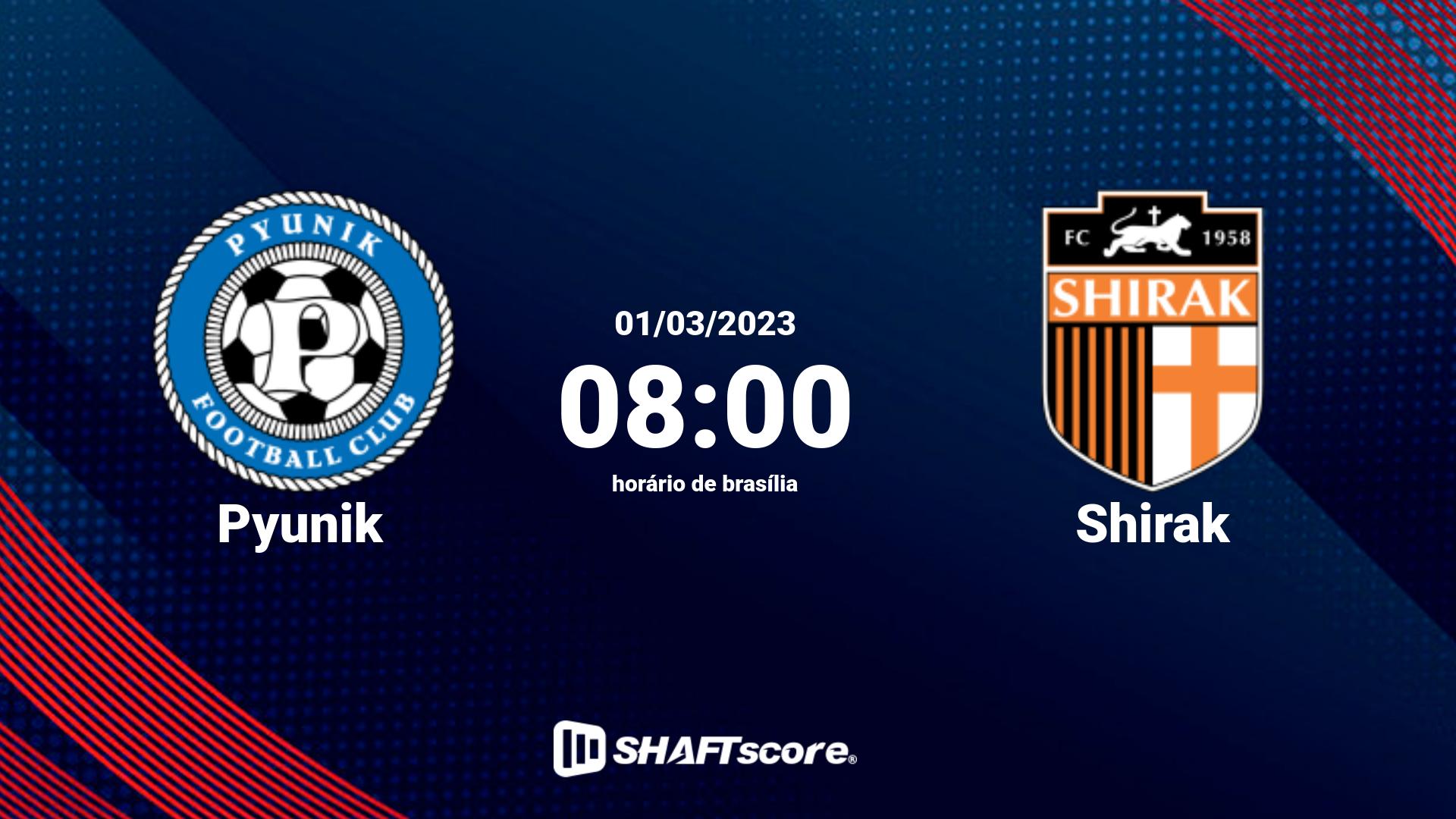 Estatísticas do jogo Pyunik vs Shirak 01.03 08:00