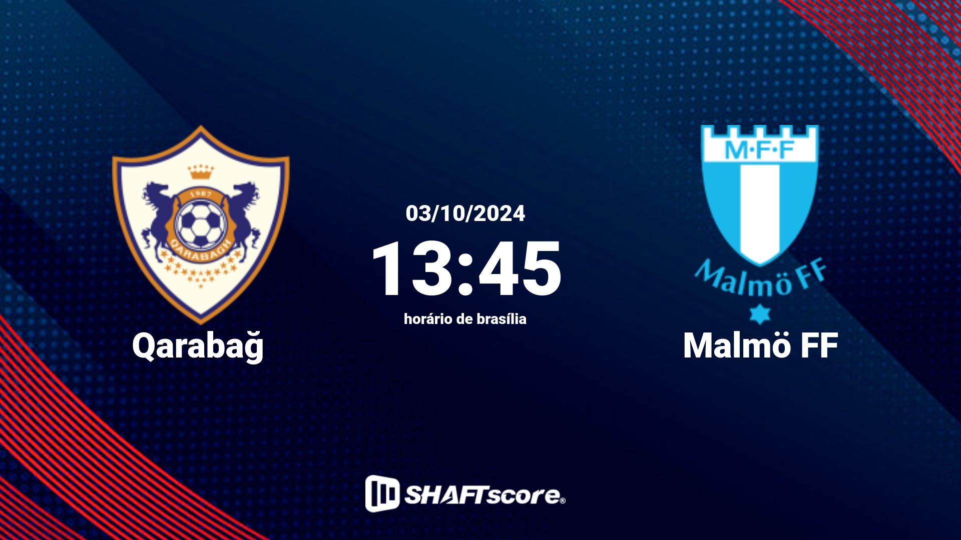 Estatísticas do jogo Qarabağ vs Malmö FF 03.10 13:45