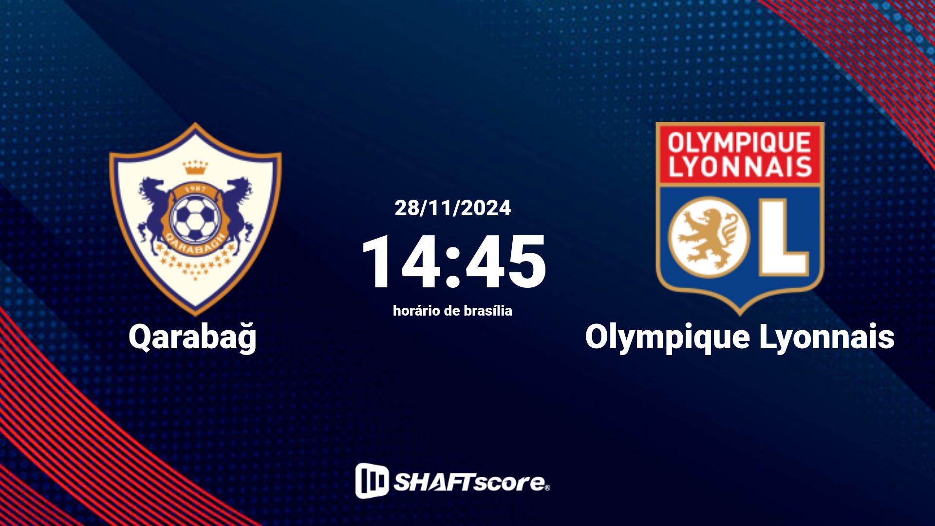 Estatísticas do jogo Qarabağ vs Olympique Lyonnais 28.11 14:45