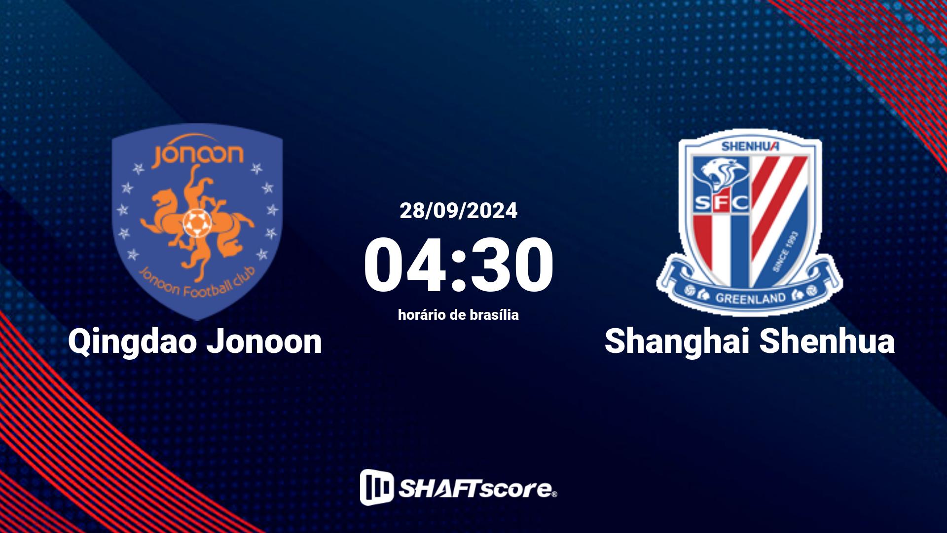 Estatísticas do jogo Qingdao Jonoon vs Shanghai Shenhua 28.09 04:30